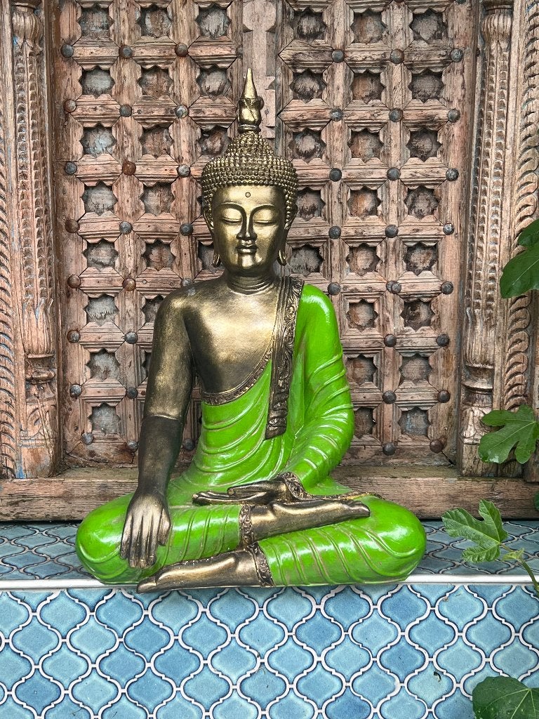 Boeddha groot groen uit Bali Indonesie 65 cm xxl, Verburgt Vintage, Massief, 65 cm, Nieuw