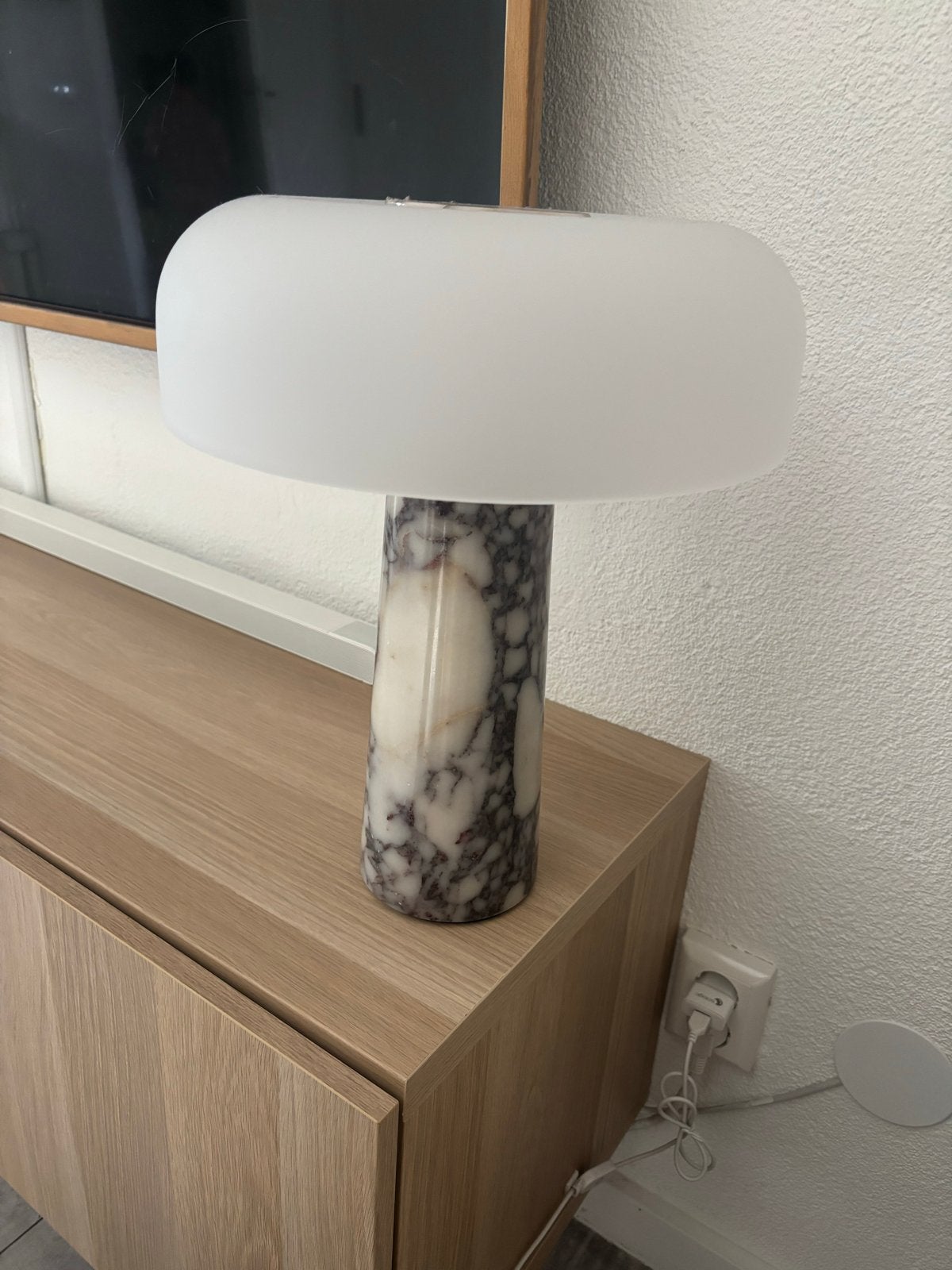 Tafellamp Carla Westwing Collection met marmeren voet, Ophalen, Overige merken, Wit, E27 (groot)