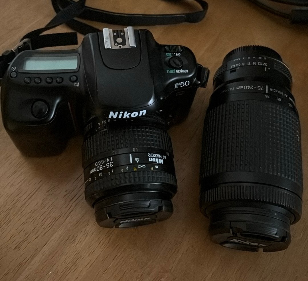 Nikon F50 met 2 lenzen, Audio, Tv en Foto, Fotocamera's Analoog, Ophalen of Verzenden, Gebruikt, Spiegelreflex, Nikon
