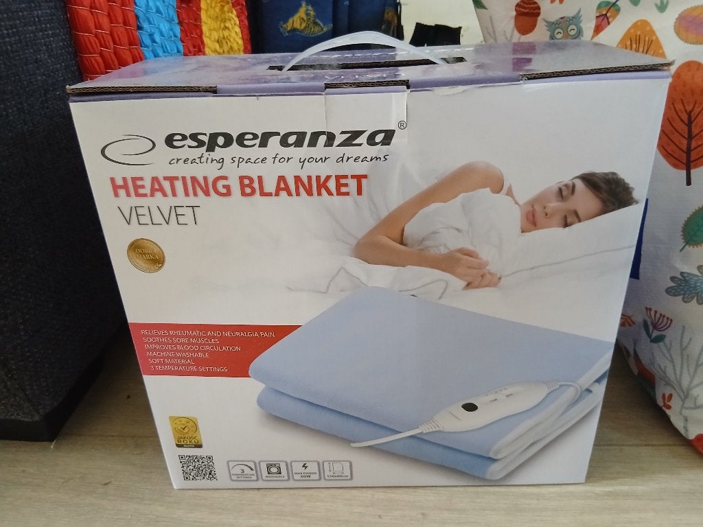 Esperanza Elektrische Deken - Velvet Heating Blanket, Eenpersoons, Blauw, Nieuw, Ophalen of Verzenden