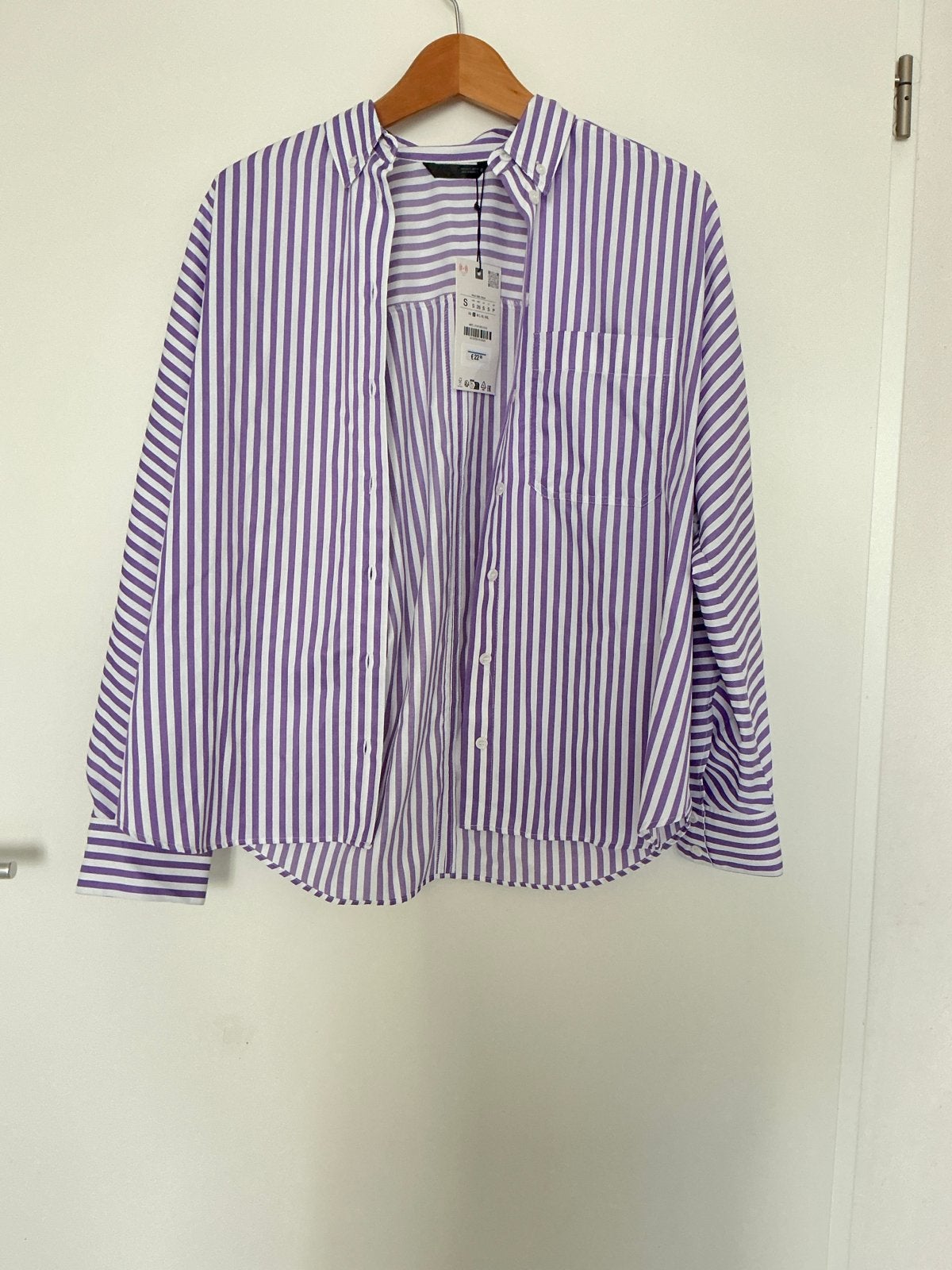 Zara gestreepte blouse paars/wit, Ophalen of Verzenden, Nieuw, Maat 38/40 (M), Paars