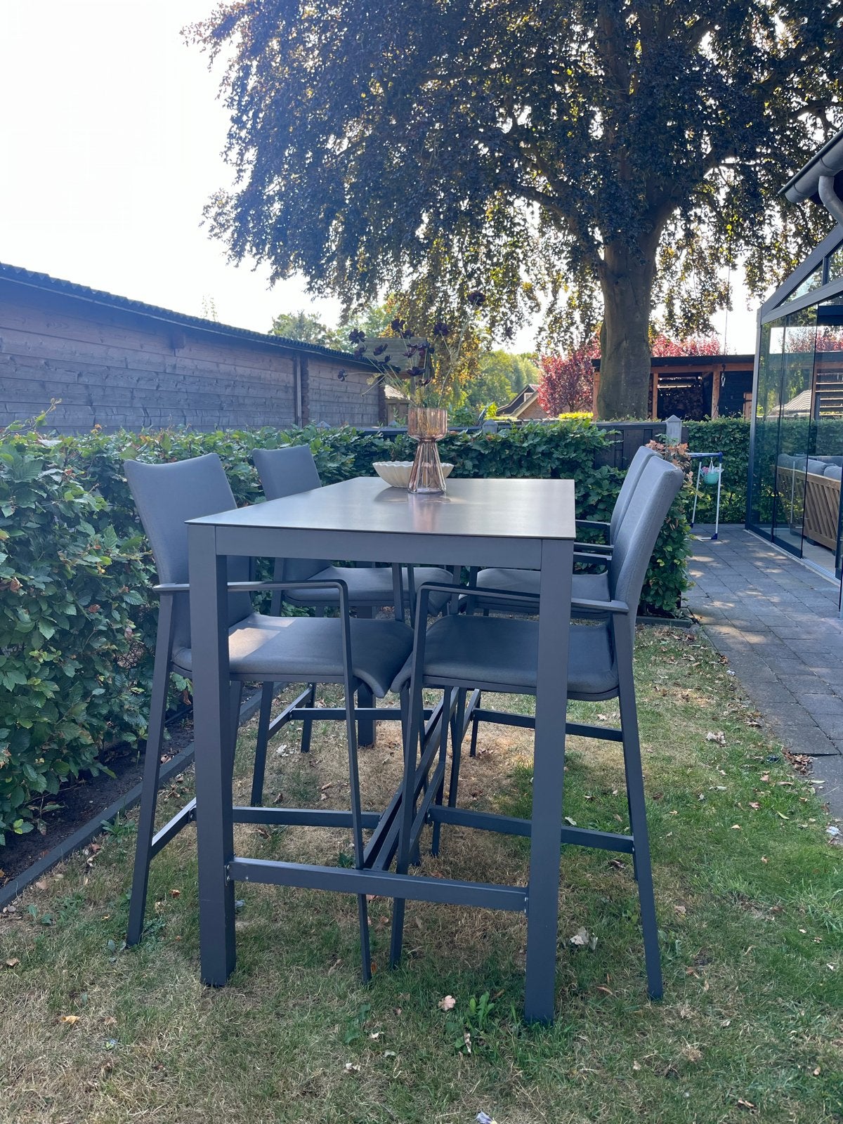 Lifestyle Rome/Brandon barset antraciet 5-delig, Ophalen, 4 zitplaatsen, Eettafel, Aluminium