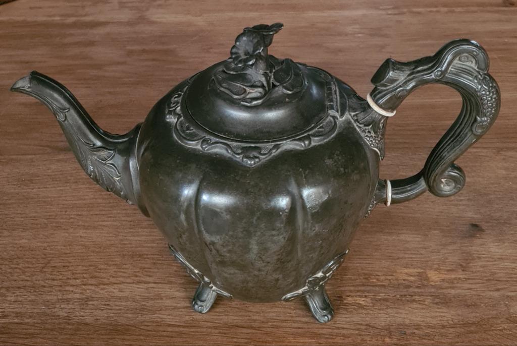 Antieke Joseph Deakin tinnen theepot, Ophalen of Verzenden