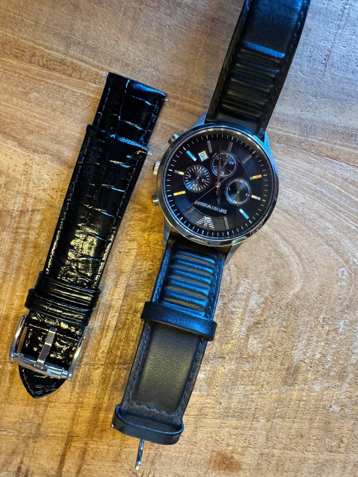 Emporio Armani AR2447 nieuw setje bandjes!, Overige merken, Leer, Staal, Polshorloge