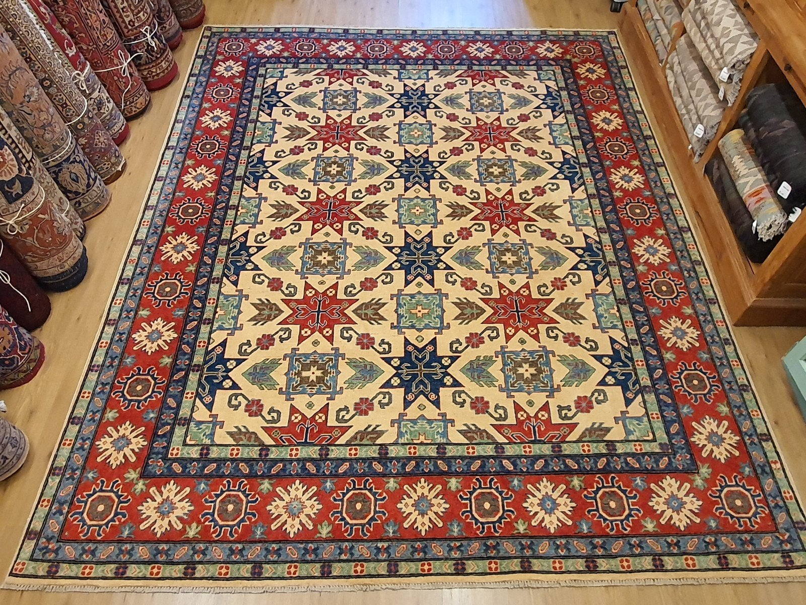 Handgeknoopt oosters tapijt kazak 309x246, Huis en Inrichting, Stoffering | Tapijten en Kleden, Perzisch, Vof Slats Antiek, 200 cm of meer