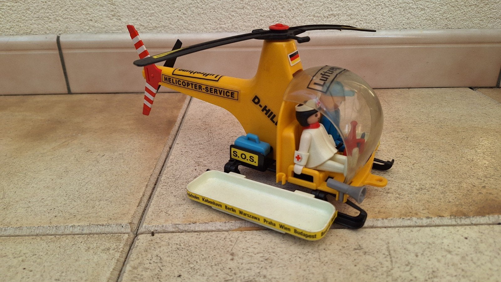 Vintage Playmobil Helikopter met Brancard, Ophalen of Verzenden, Gebruikt, Complete set, Voertuig