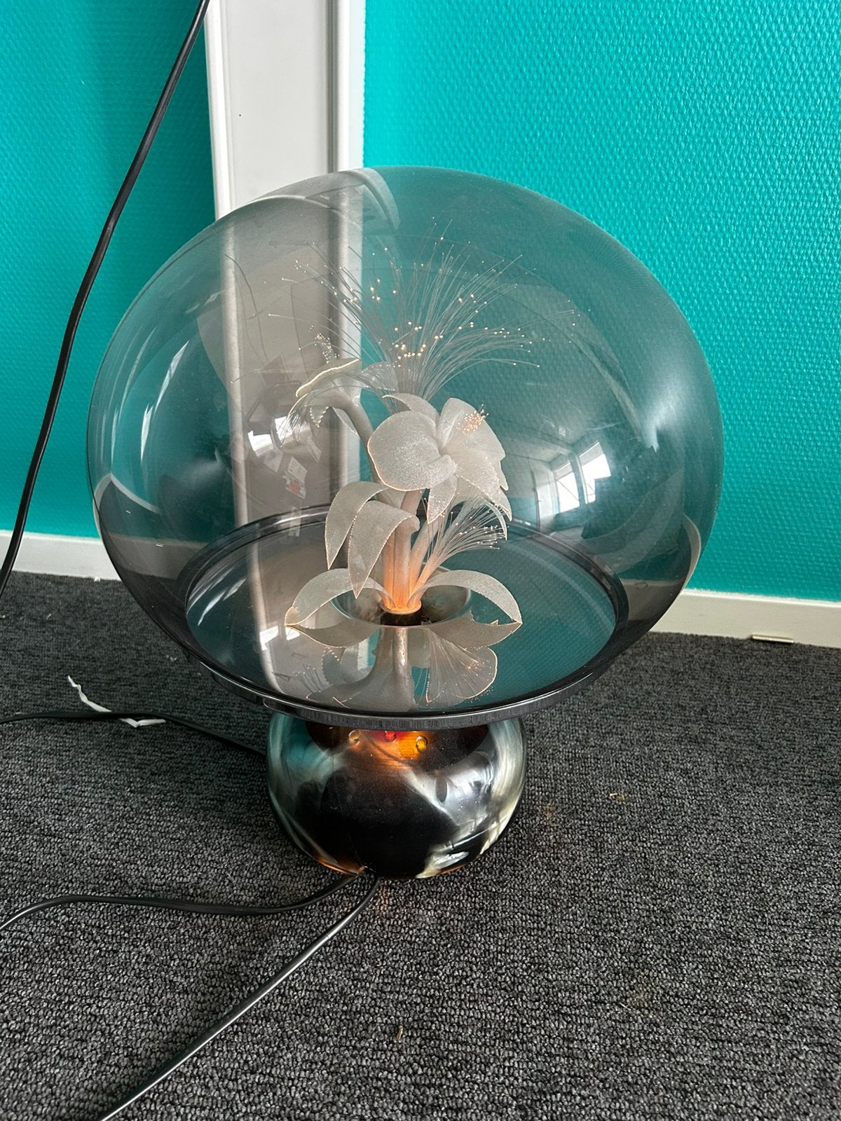 Phantom Flower' fiber optic tafellamp - nochris 2.0 jaren 70, Ophalen, Gebruikt, Glas