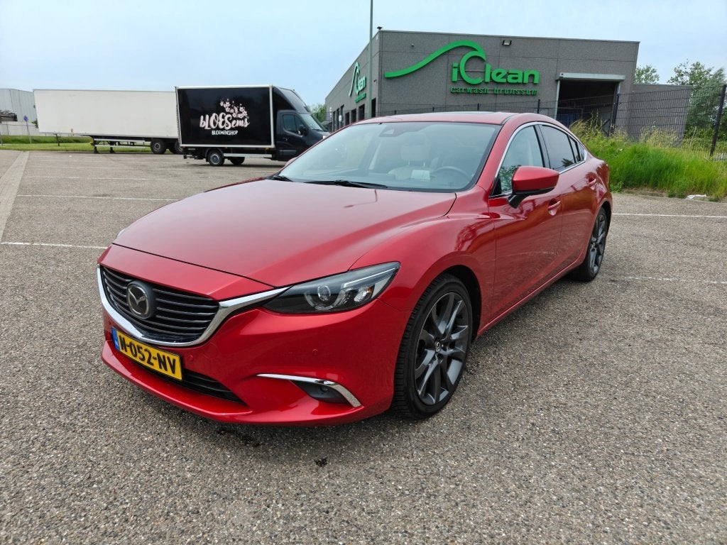 Mazda 6 2.2D 129KW Sedan Aut6 2016 Rood, Auto's, 730 kg, 4 cilinders, 2191 cc, Leder