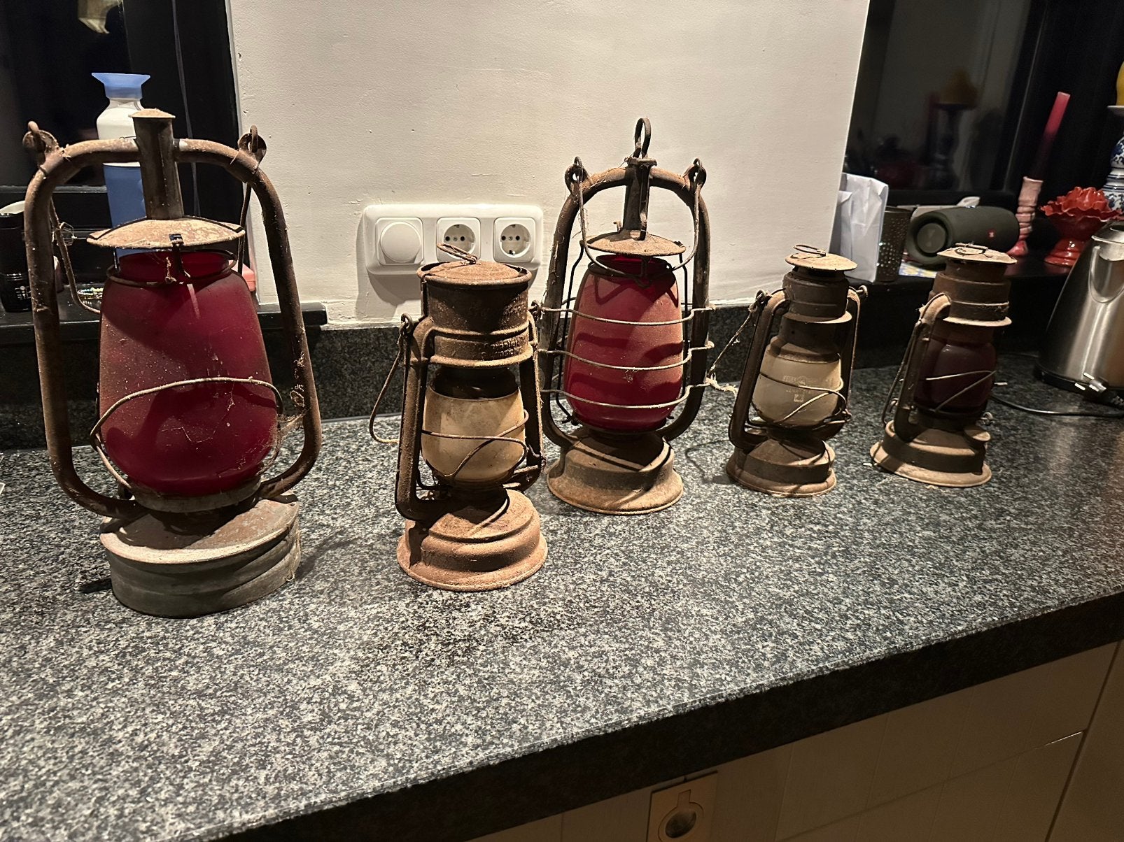 5x stormlamp stormlantaarn, Antiek en Kunst, Ophalen of Verzenden