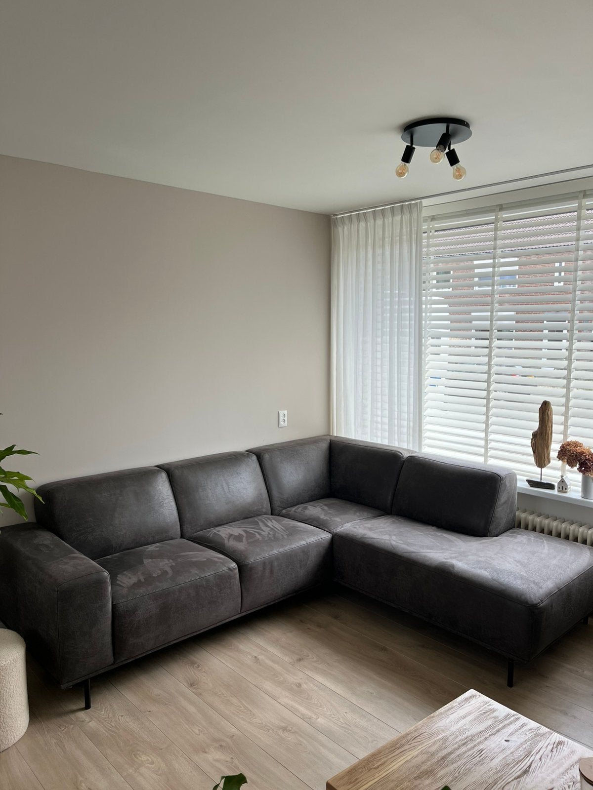 Hoekbank microleder, Huis en Inrichting, Banken | Complete zithoeken, Ophalen, Gebruikt, Leer