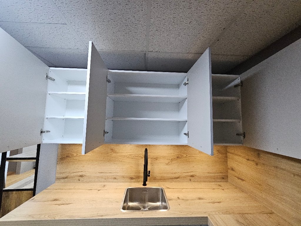 Showroomkeuken zandgrijs met pelgrim apparatuur te koop., Ophalen, 200 cm of meer, Nieuw, 200 cm of meer