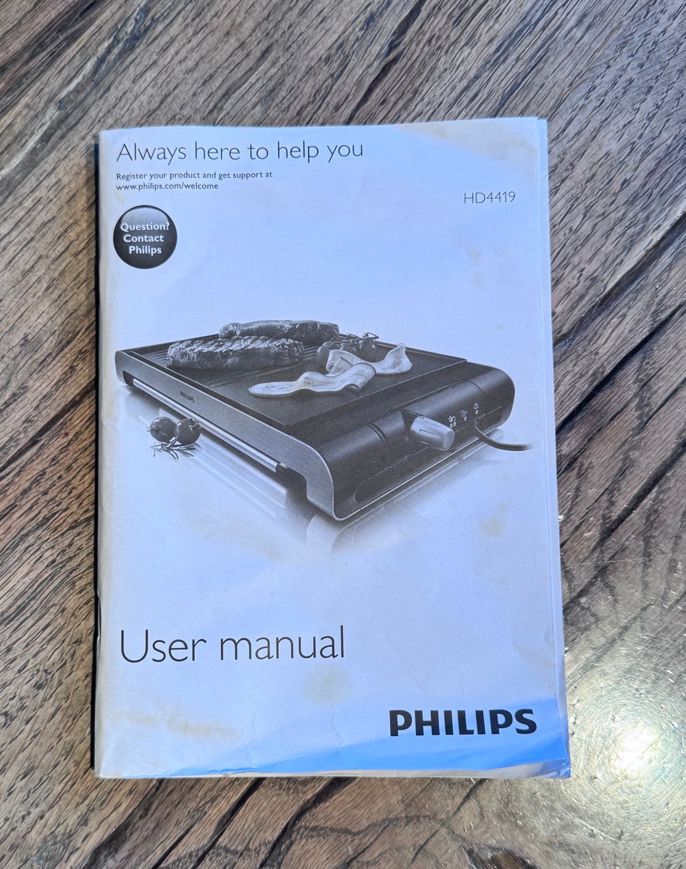 Philips Tafelgrill HD4419 - Zo goed als nieuw, Ophalen of Verzenden, Zo goed als nieuw