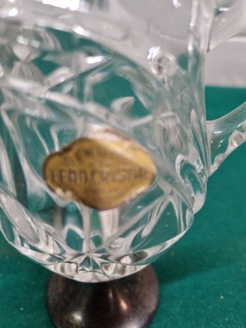 kristallen schenkkan met zilveren voet, Ophalen of Verzenden, 'T Olde Gre-j, Info@toldegrej.nl, Endepoelstraat 20f Didam