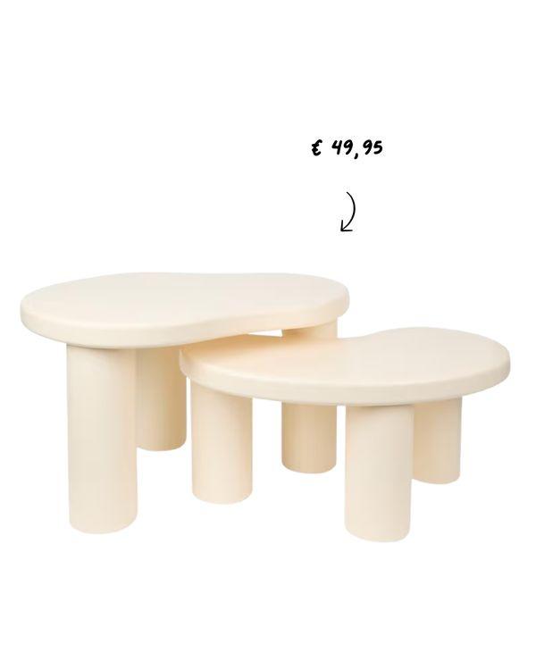 Action Japandi Salontafels Set - Crème, Ophalen, Kunststof, Gebruikt, 50 tot 100 cm