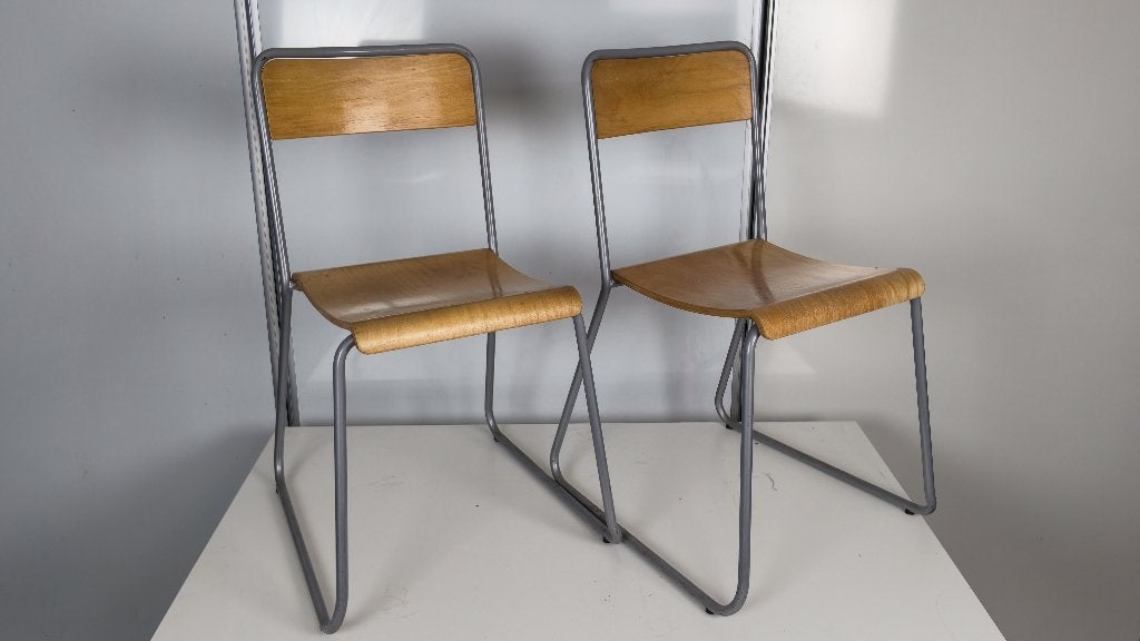 3x IKEA VILMAR stoelen - hout met grijs metalen frame, Huis en Inrichting, Stoelen, Ophalen, Gebruikt, Drie, Grijs