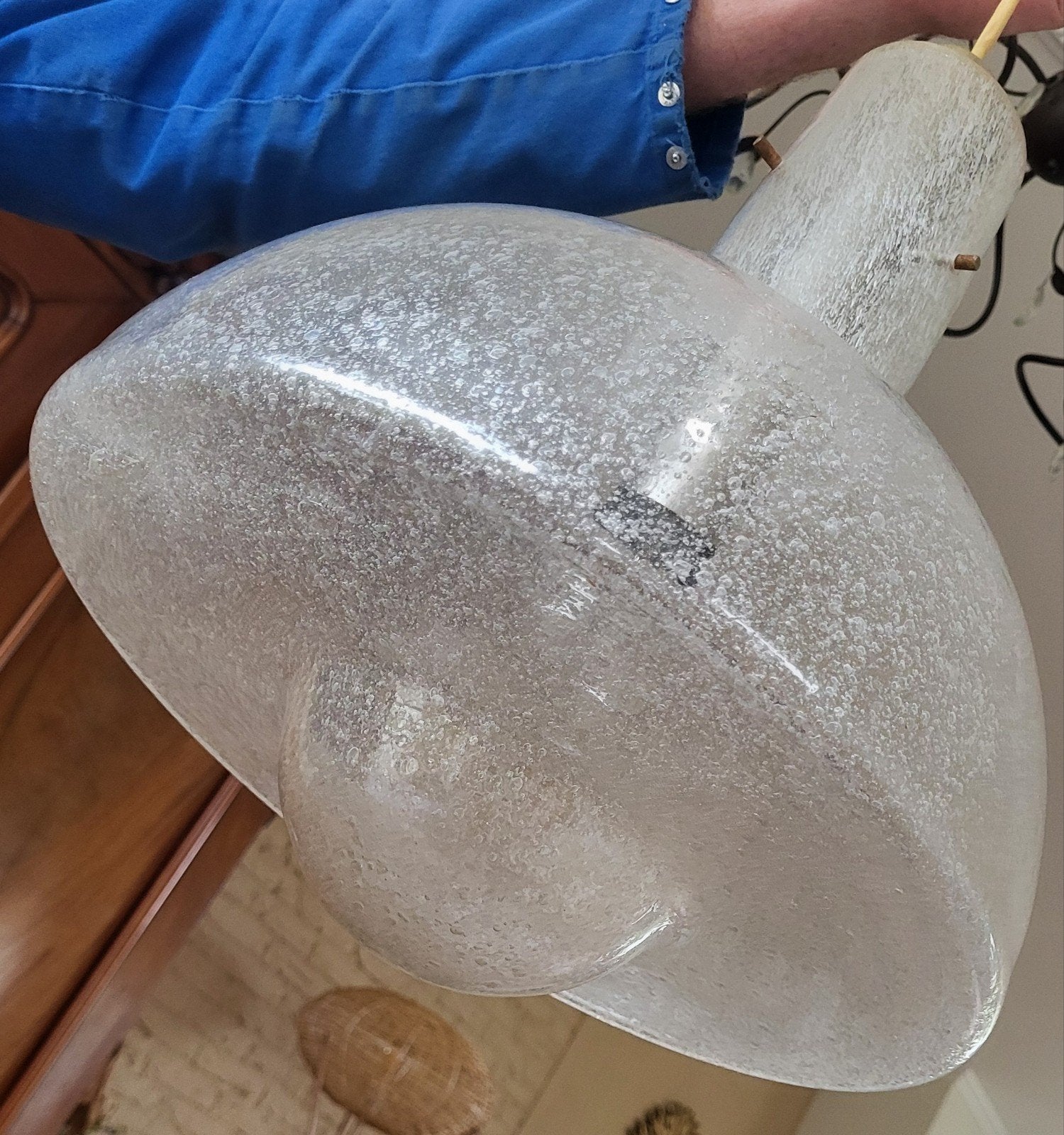Vintage Glazen Hanglamp - Italiaans Design, Gebruikt, Glas, Vintage, Italiaans Design, Mid-century Modern, E27 (groot)