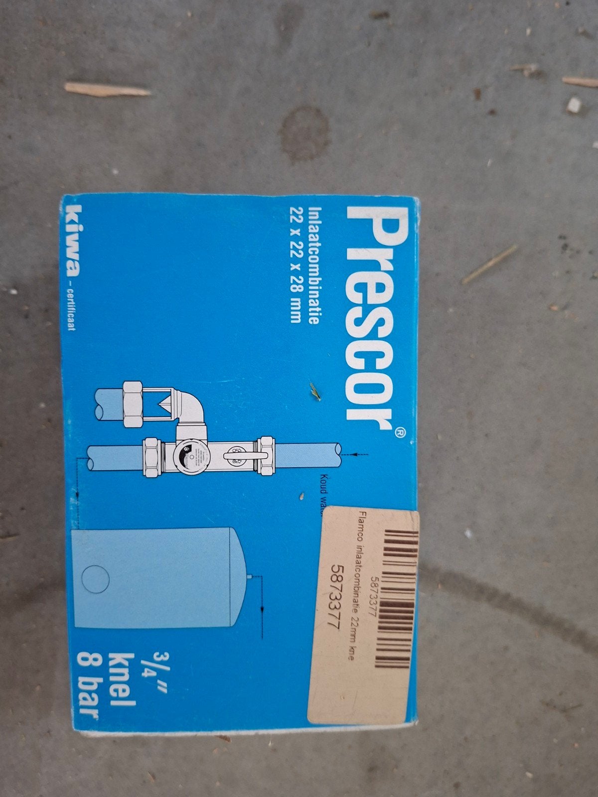 Prescor inlaatcombinatie 22mm - Nieuw in doos, Ophalen of Verzenden, Nieuw, Koper, Overige typen