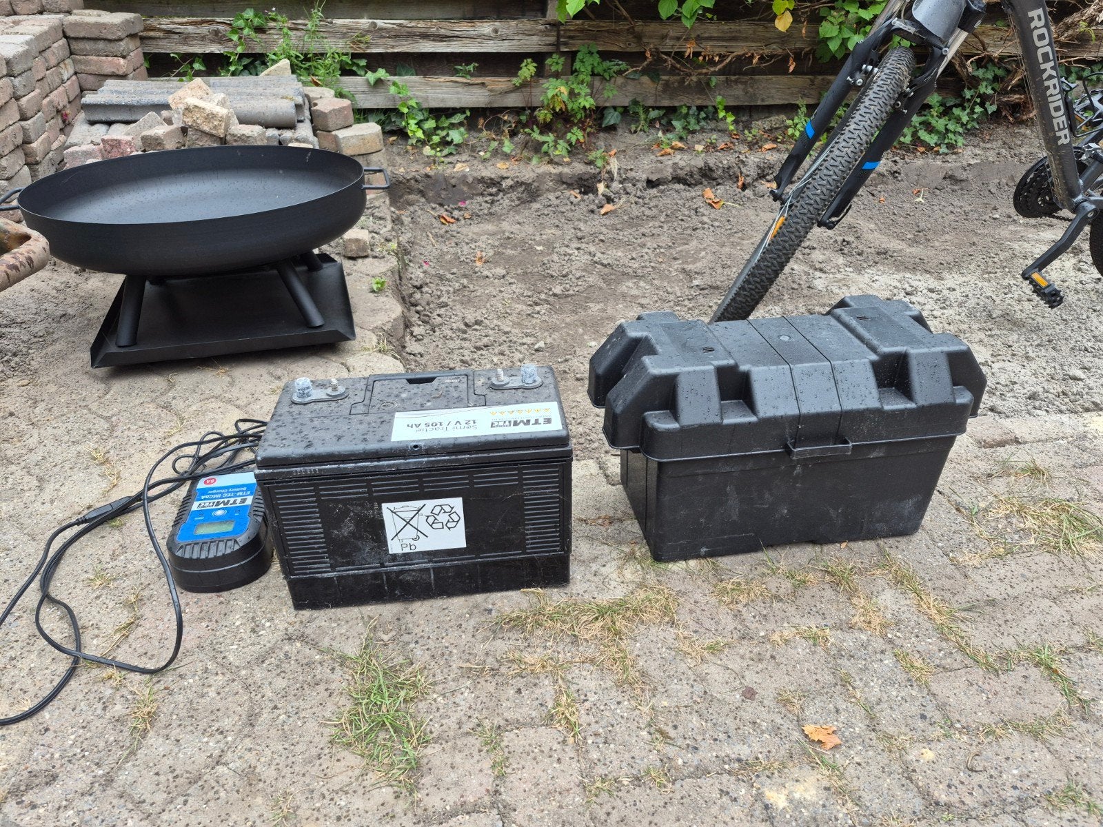 ETMTEC Semi Tractie Accu 12V 105Ah met acculader, Ophalen, Gebruikt