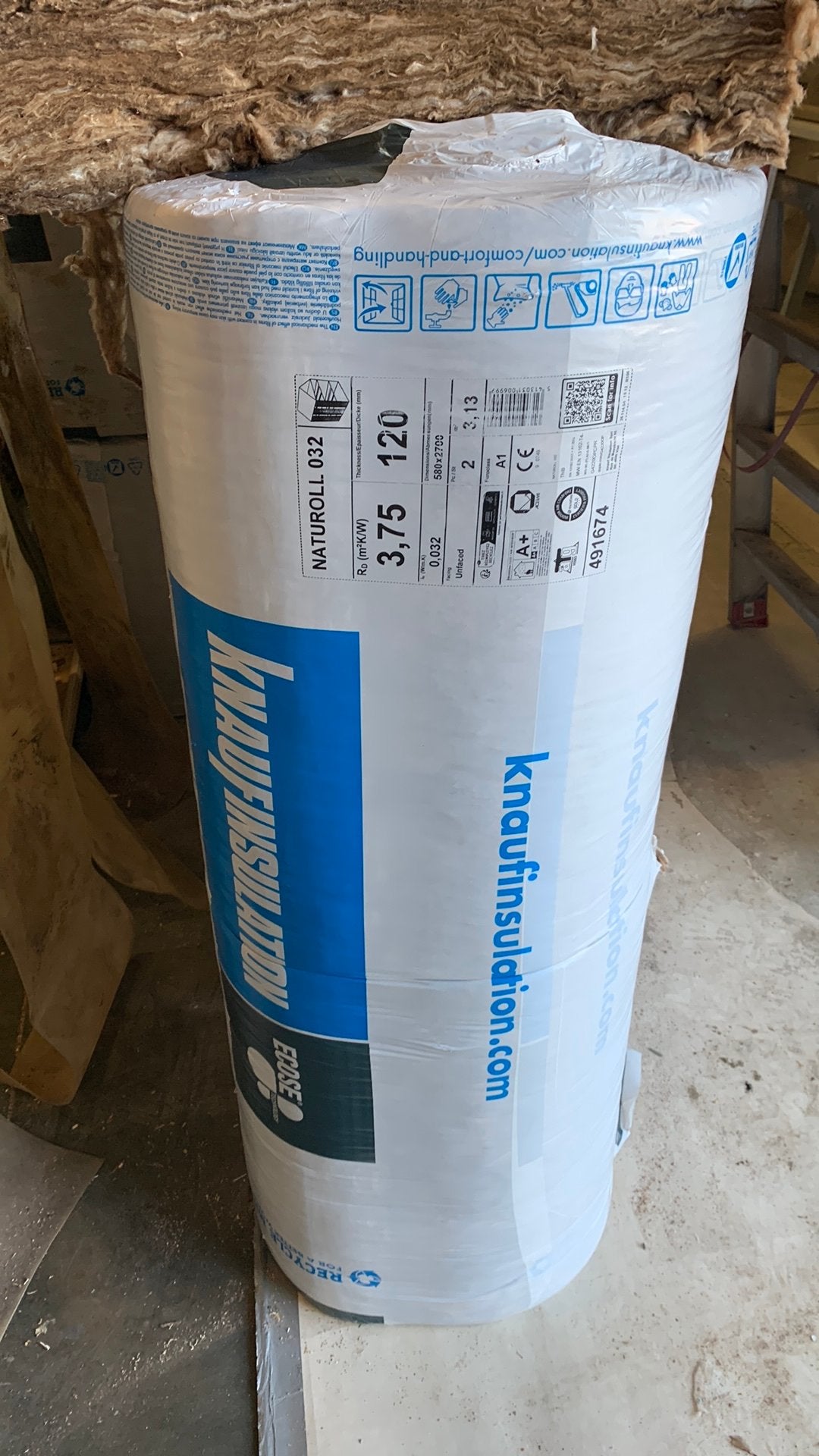 Knauff naturoll 032 120 mm 15,66 m2, Doe-het-zelf en Verbouw, Ophalen, Vloerisolatie, 12 cm of meer, Zo goed als nieuw