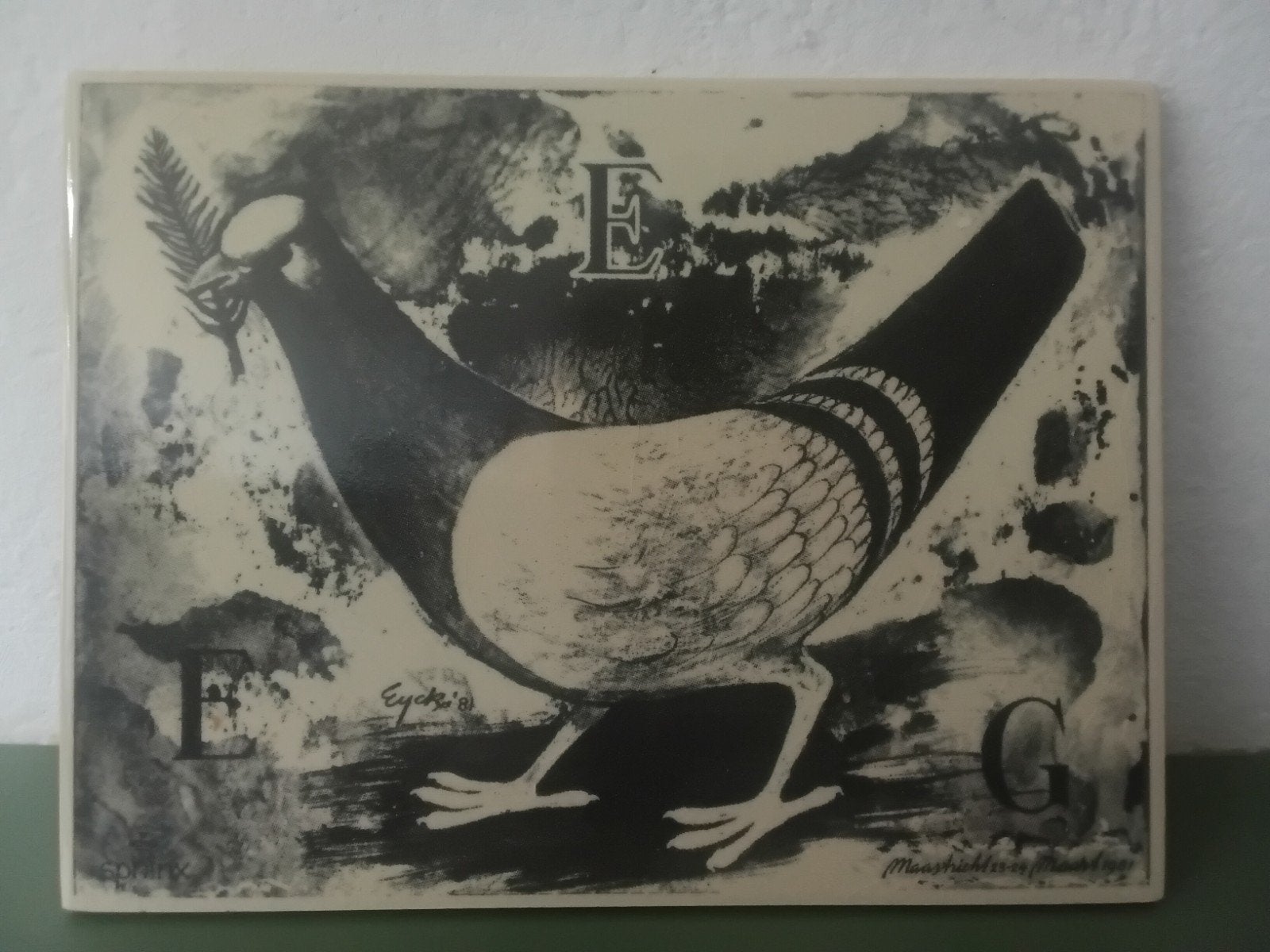Charles Eyck Schildering Vredesduif  E.E.G. Maastr. 1981, Ophalen of Verzenden, Overige materialen, Aquarel, Dieren