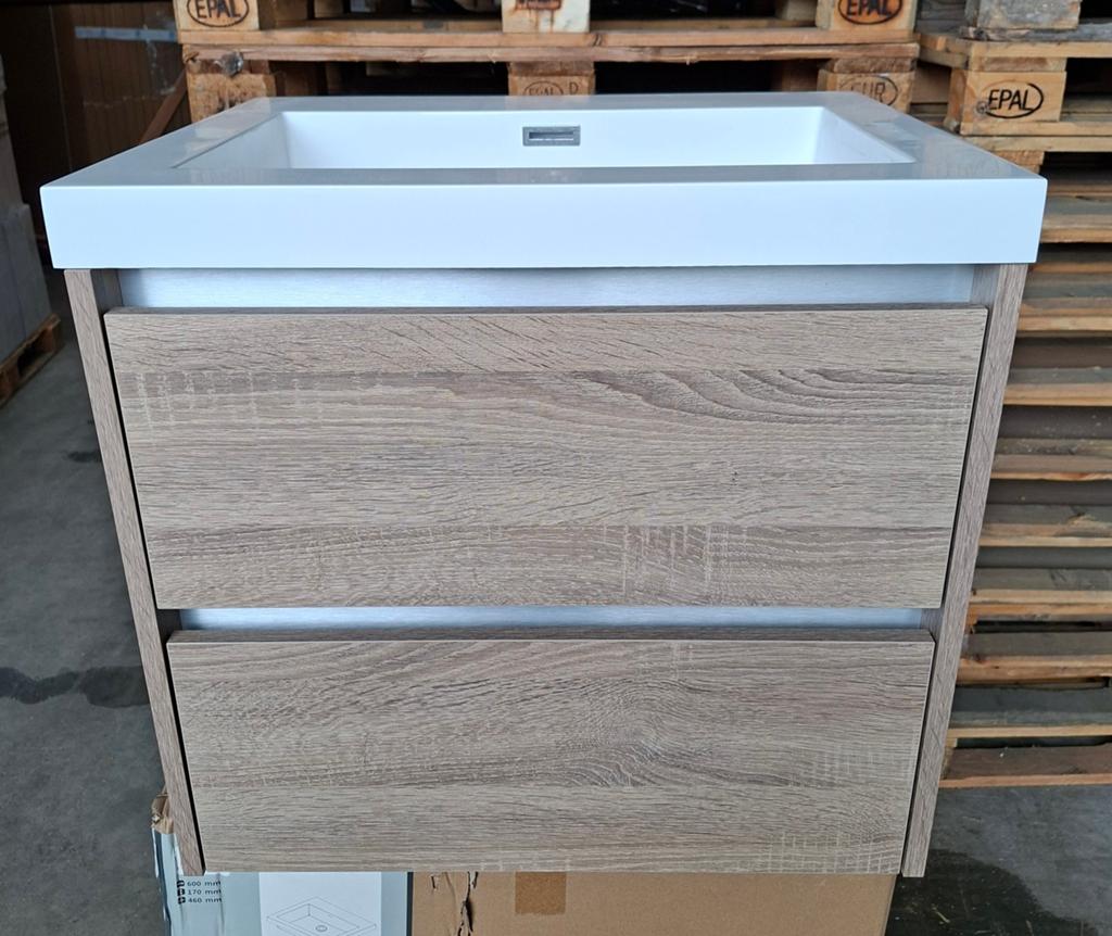 Badkamermeubel 60x45 cm licht eiken, Huis en Inrichting, Badkamer | Badkamermeubels, Nieuw, Wastafelkast, Minder dan 100 cm, 50 tot 100 cm