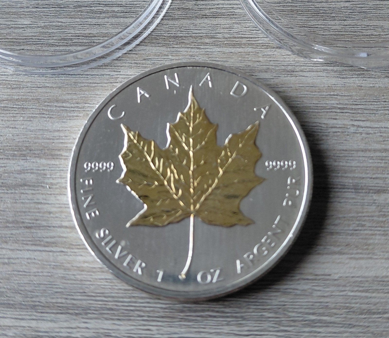 2007 Canada 5 Dollars Zilveren Maple Leaf met Gouden Blad, Ophalen of Verzenden, Zilver