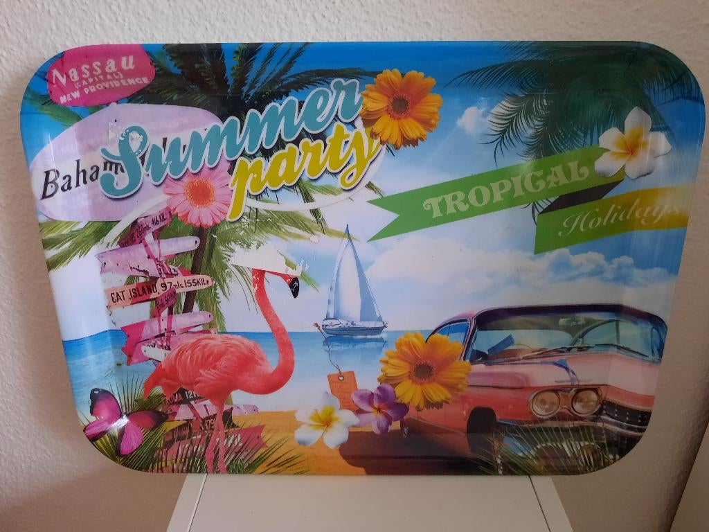 Dienblad Summer Party, Huis en Inrichting, Woonaccessoires | Dienbladen, Ophalen, Zo goed als nieuw, Rechthoekig, Kunststof