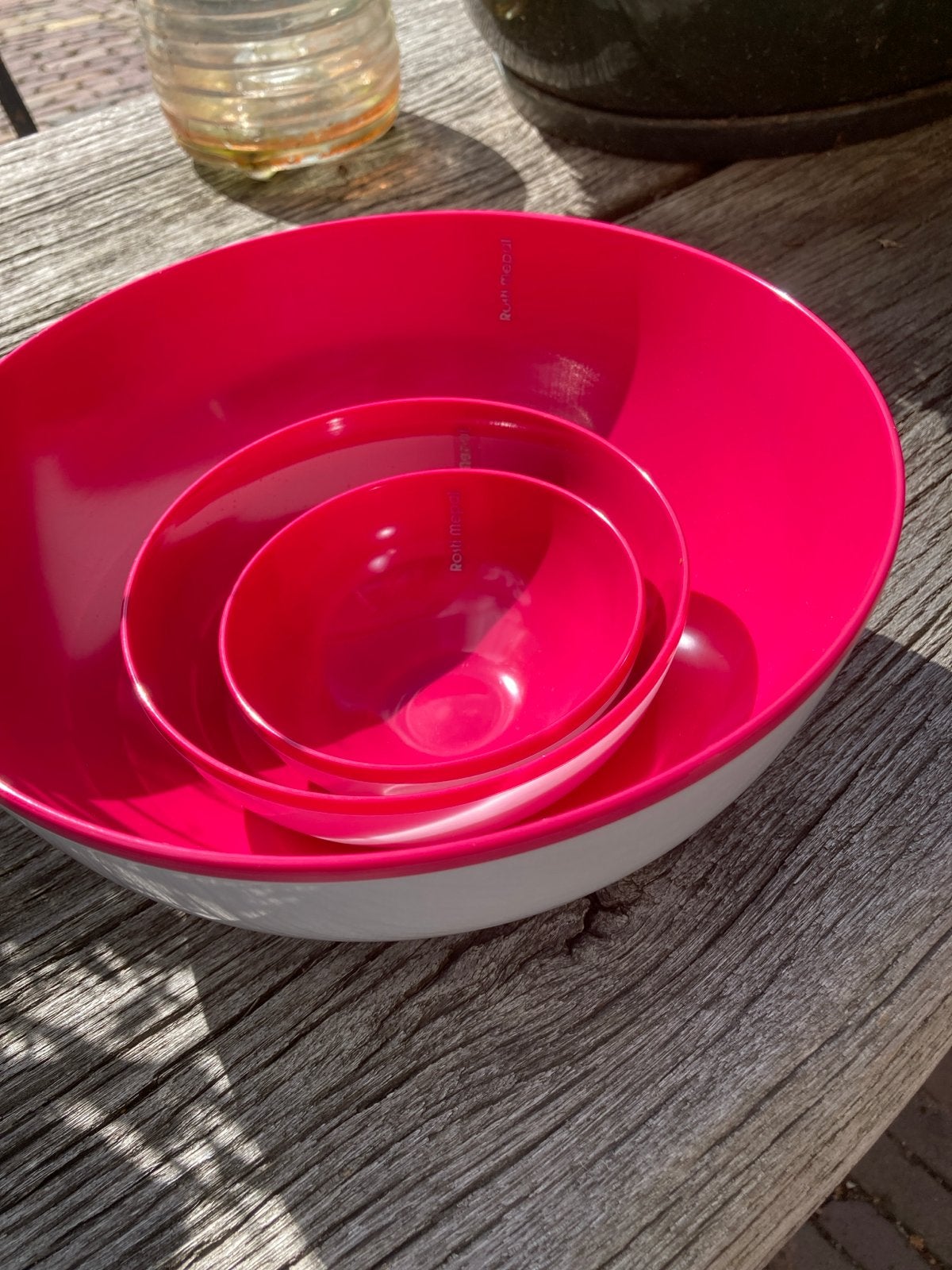Mepal Schalenset 3 Stuks - Wit/Fuchsia Rood, Kunststof, Schaal, Vaatwasserbestendig, Rond
