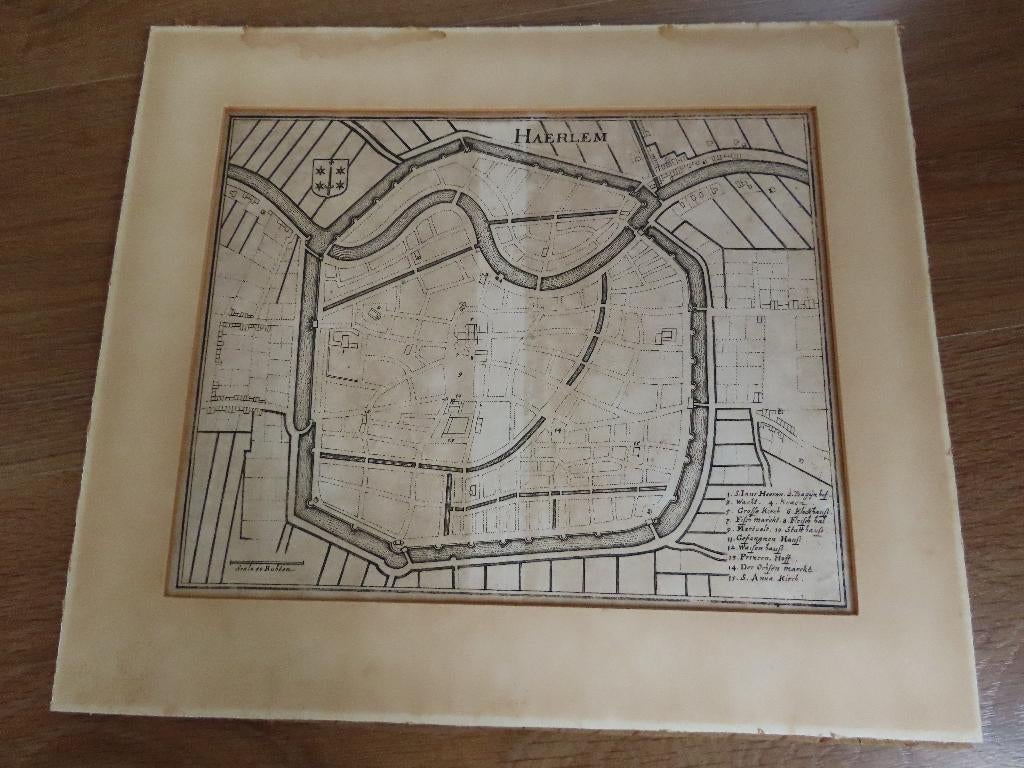 zeldzaam antieke Duitse plattegrond Haerlem Haarlem, Gelezen, Ophalen of Verzenden, Landkaart, 1800 tot 2000