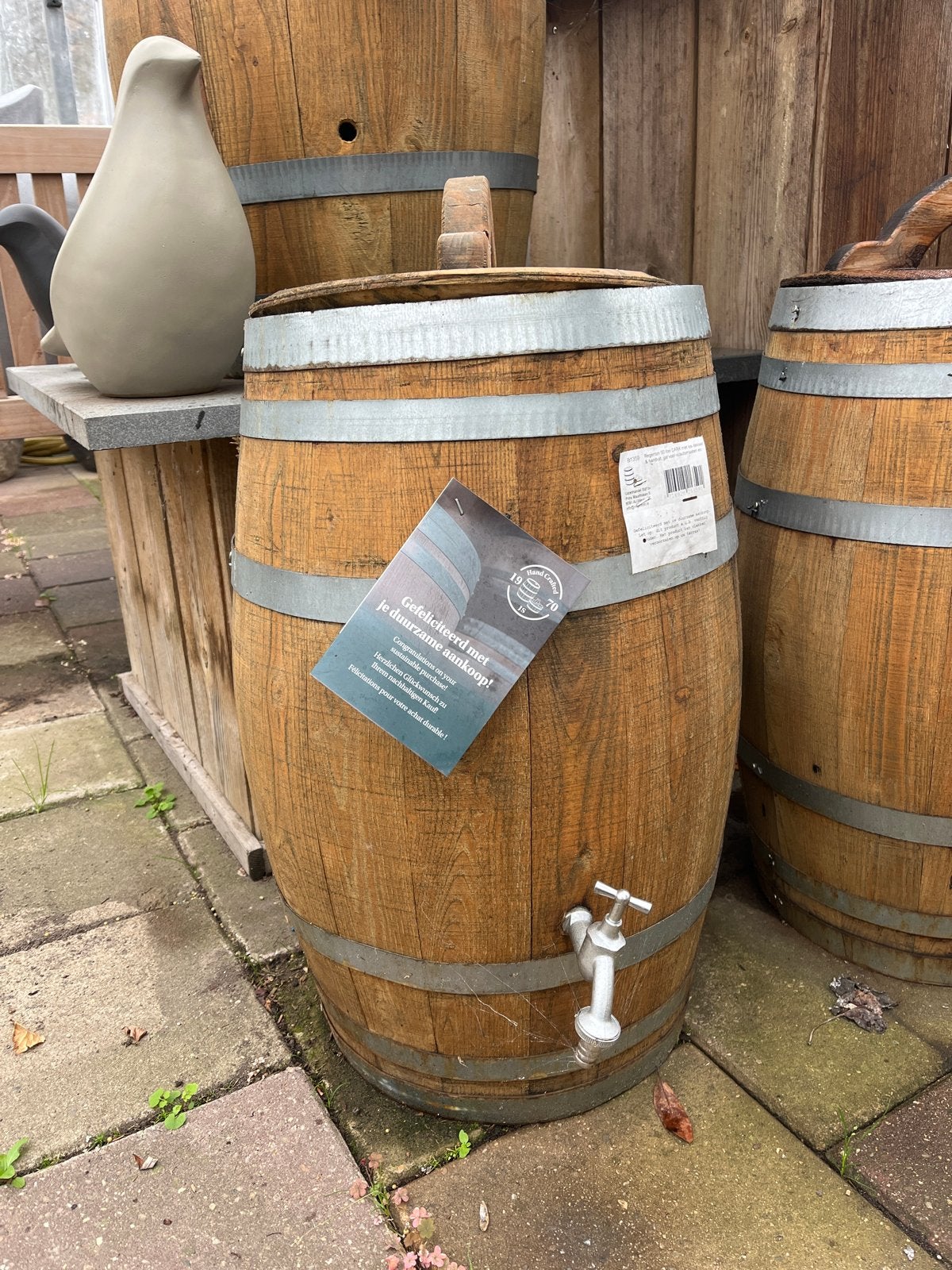 Regenton 50L met kraantje en regenleiding gat, Tuin en Terras, Met kraantje, Nieuw, Ophalen of Verzenden, Minder dan 75 liter
