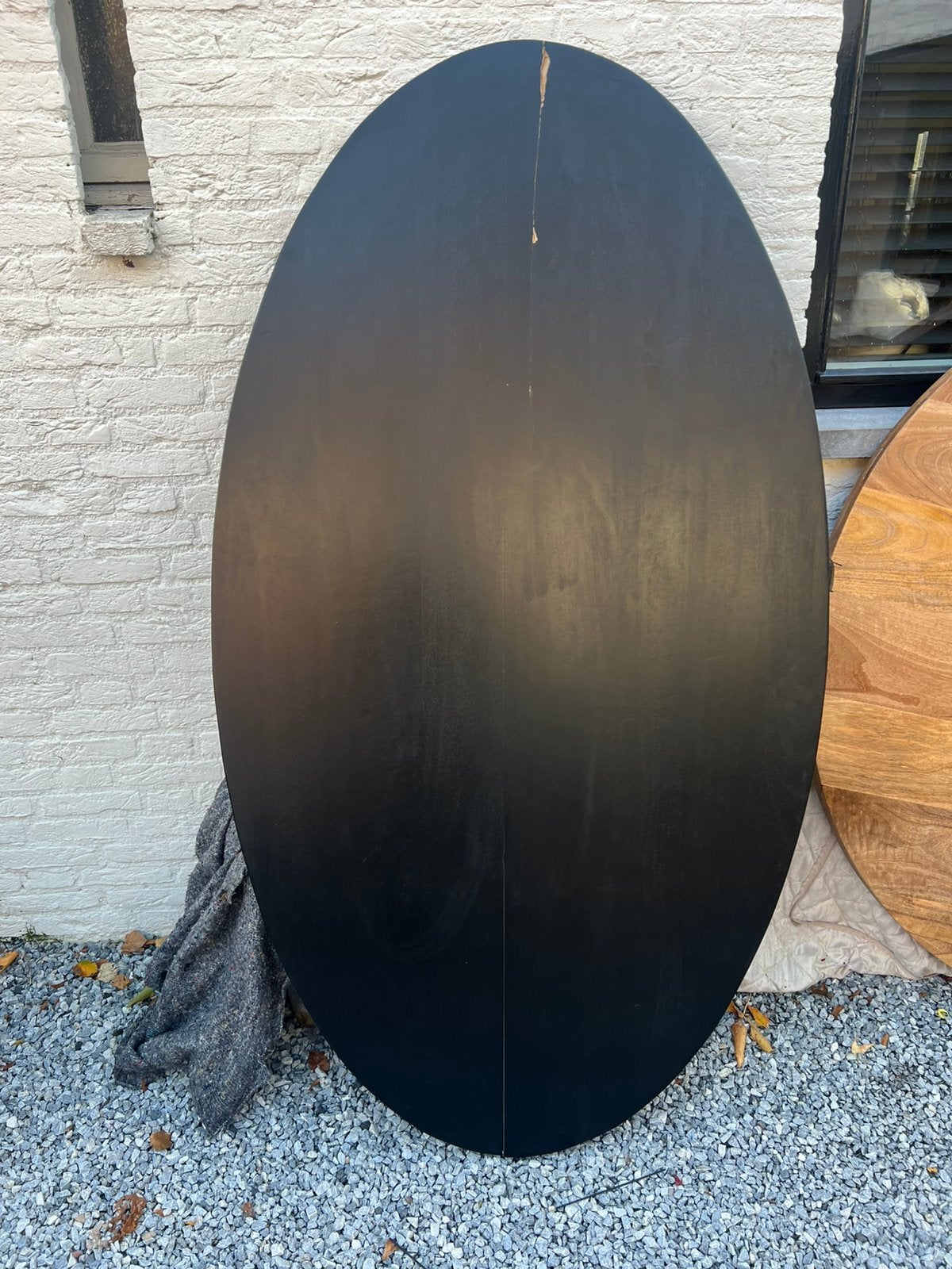 Ovaal blad eettafel 180cm zwart gratis afhalen, S, Ophalen of Verzenden, Zo goed als nieuw, S