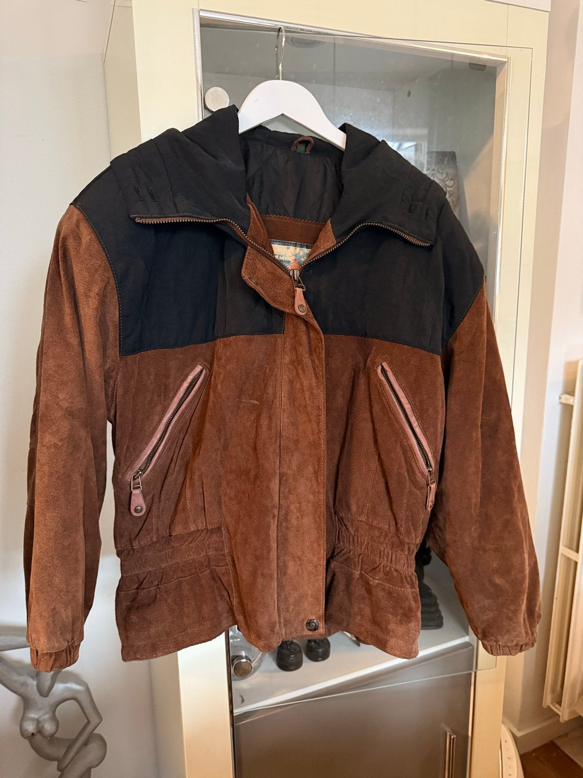 Suède vintage leren jas maat 44, Ophalen of Verzenden, Gedragen, Maat 42/44 (L), Bruin