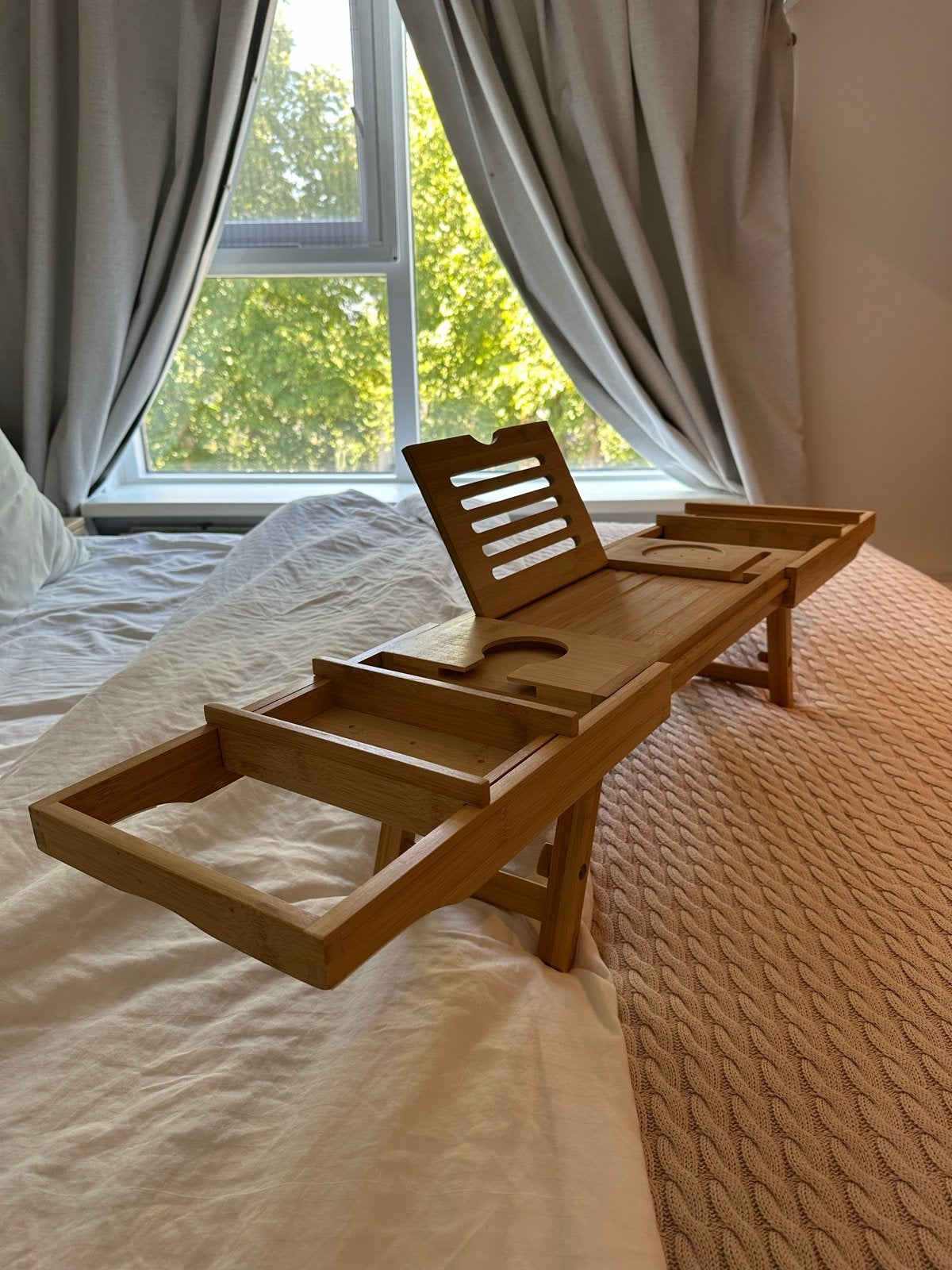 Verstelbaar Bamboe Bad- en Bedtafelblad, Hout, Ophalen of Verzenden, Zo goed als nieuw, Modern