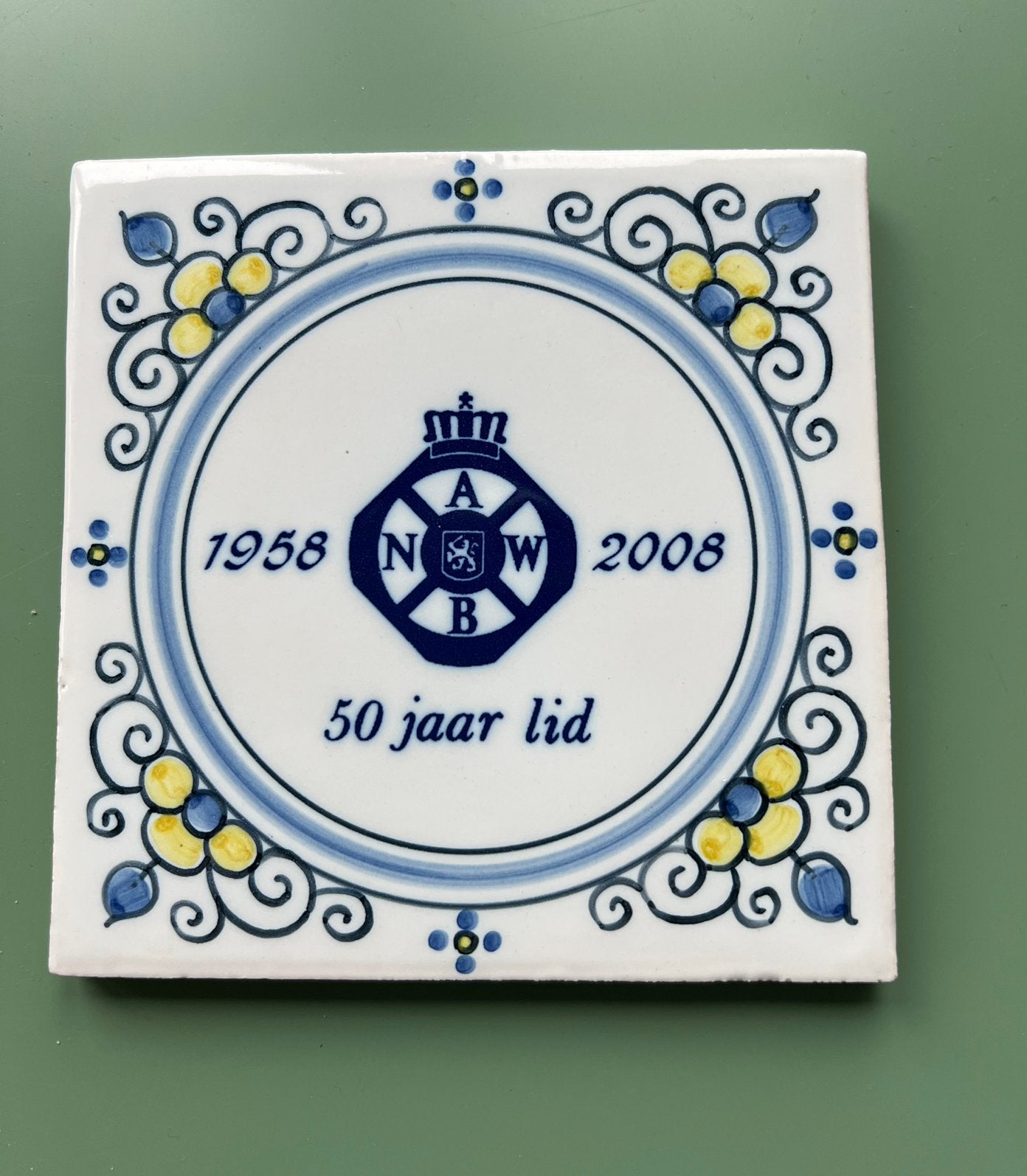 ANWB jubileum tegeltjes 2 x 50 jaar lid 1958-2008/1960-2010, Antiek en Kunst, Antiek | Wandborden en Tegels, Ophalen of Verzenden