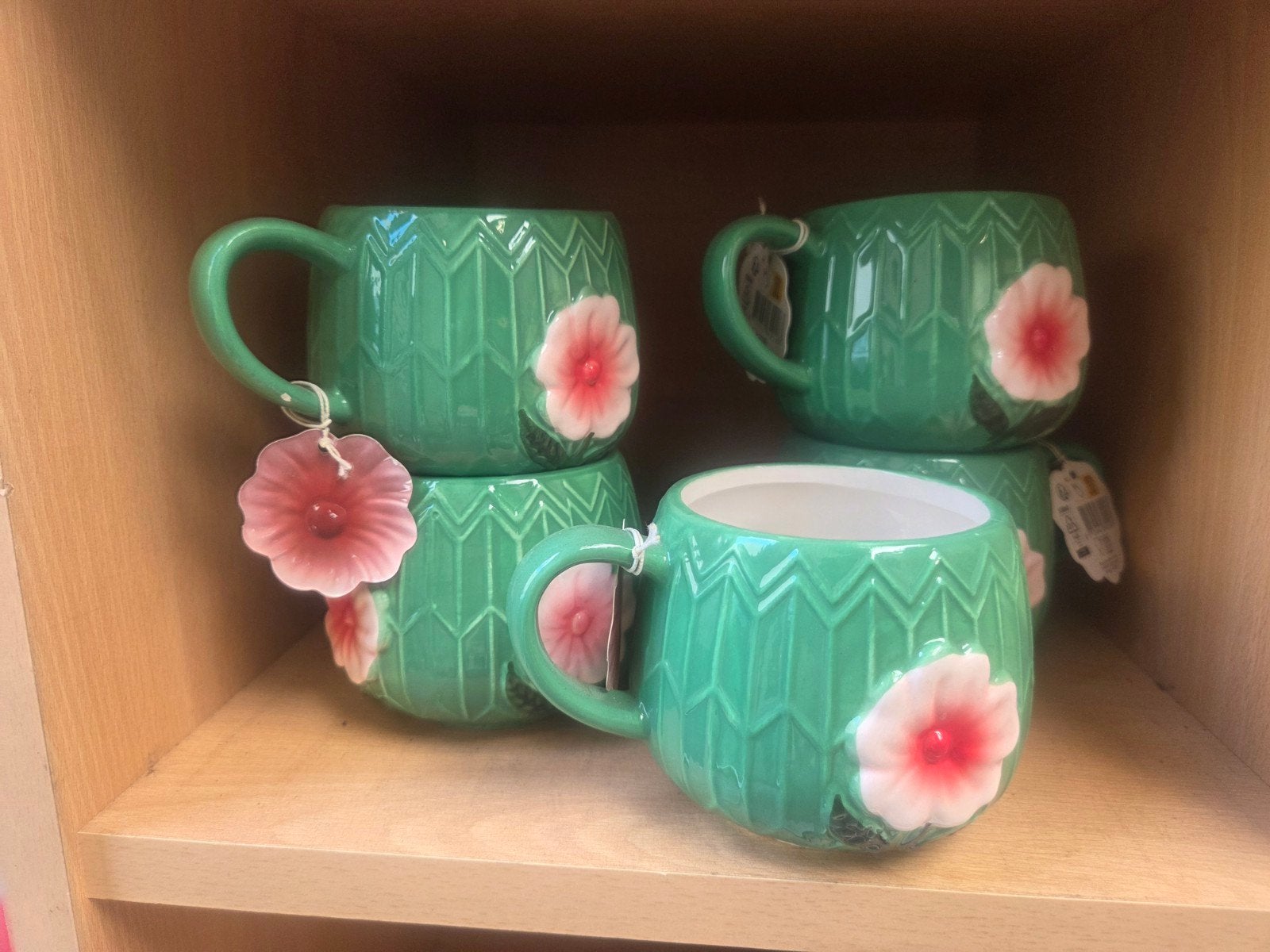 Set van 5 Groene Mokken met Bloemen - Nieuw, Ophalen of Verzenden
