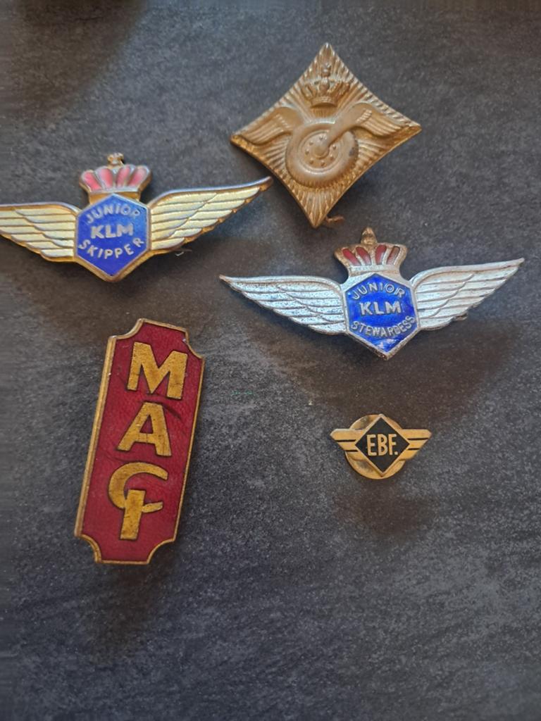 KLM, MAG, EBF speldjes, Verzamelen, Speldjes, Pins en Buttons, Verzenden, Gebruikt, Transport, Speldje of Pin