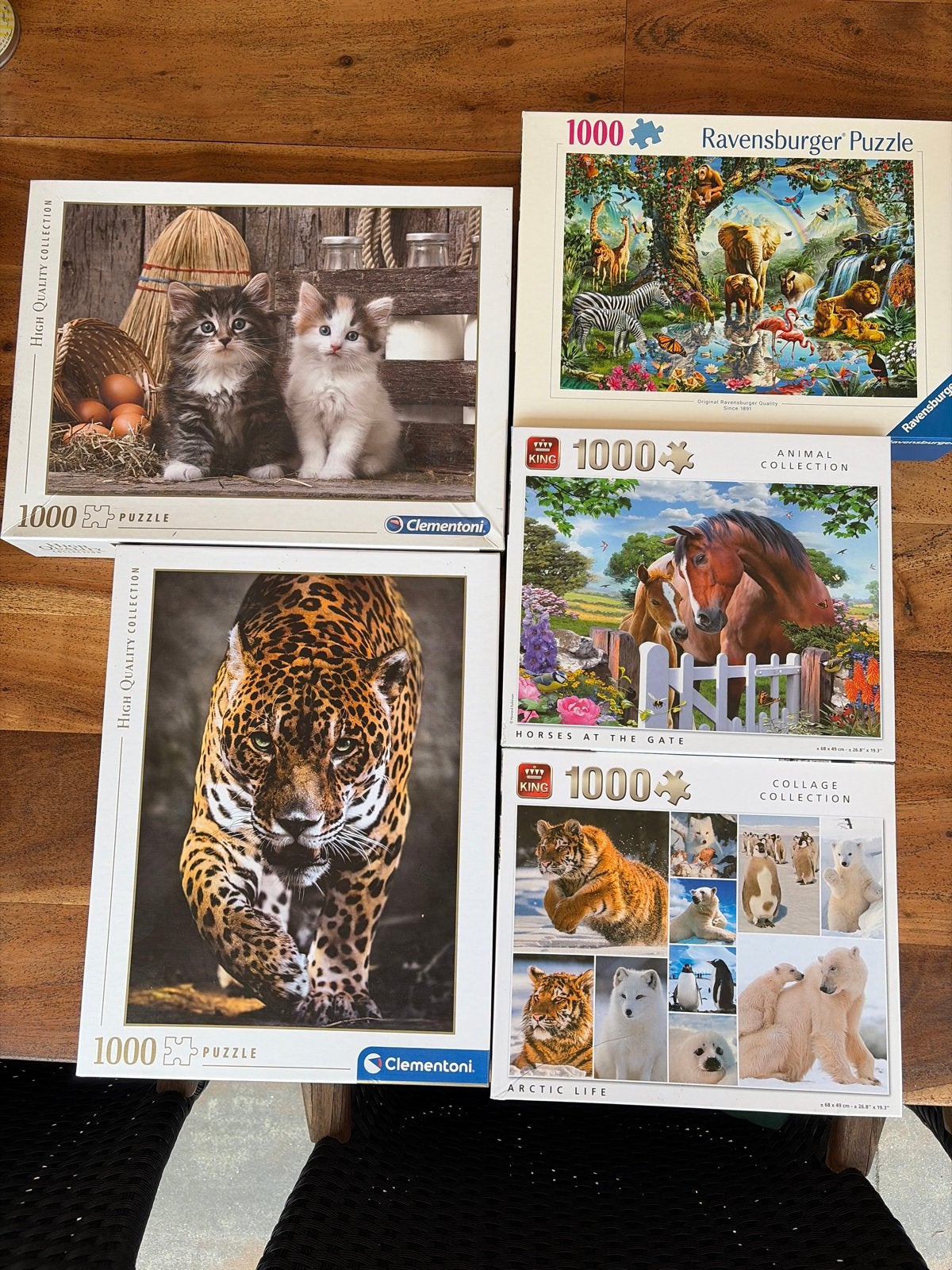 5x 1000 stukjes legpuzzels: Ravensburger, Clementoni, King, Ophalen, 500 t/m 1500 stukjes, Zo goed als nieuw, Legpuzzel