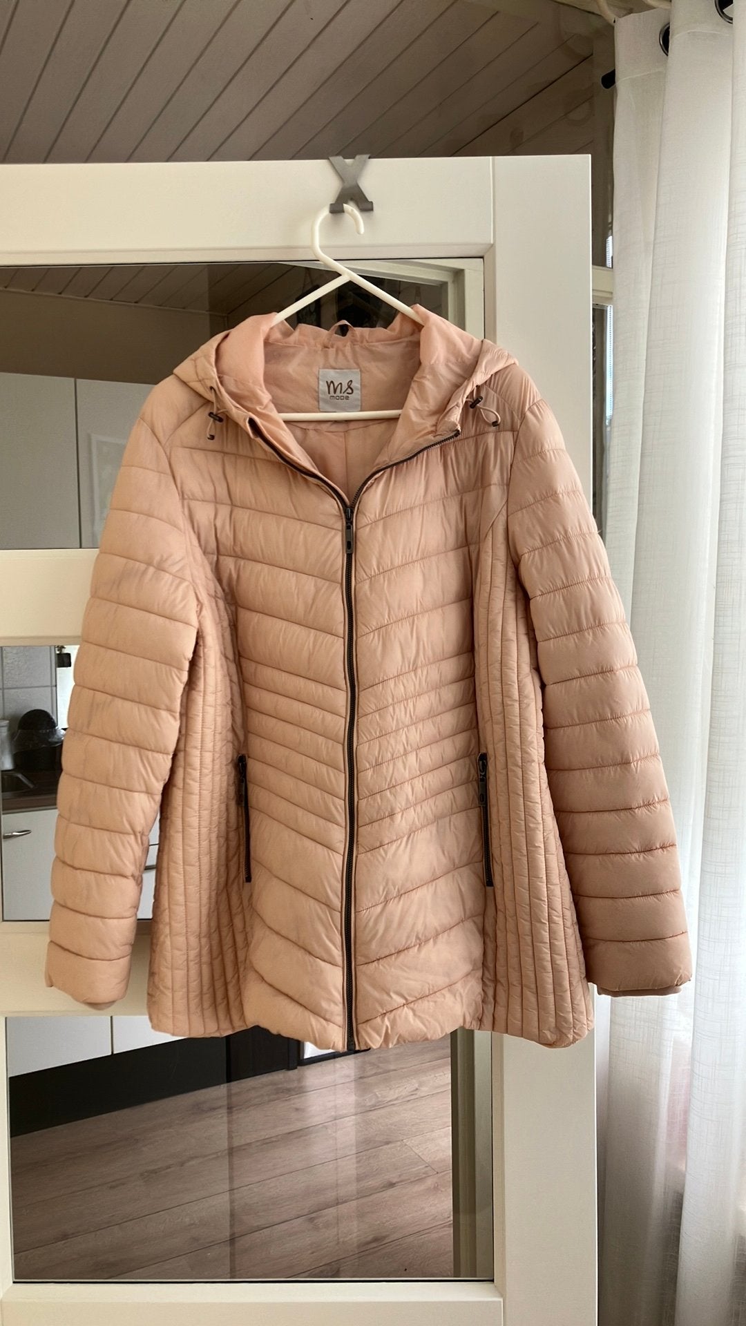 MS roze/huidskleur tussendoor jas mt 48, Ophalen of Verzenden, Zo goed als nieuw, Maat 46/48 (XL) of groter, Roze