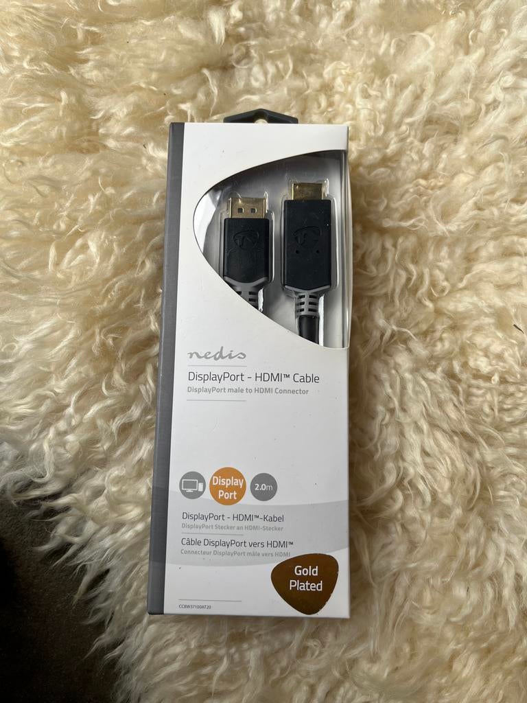 Nedis DisplayPort naar HDMI Kabel - 2.0m, Verguld, Ophalen of Verzenden, Nieuw, 2 tot 5 meter, HDMI-kabel