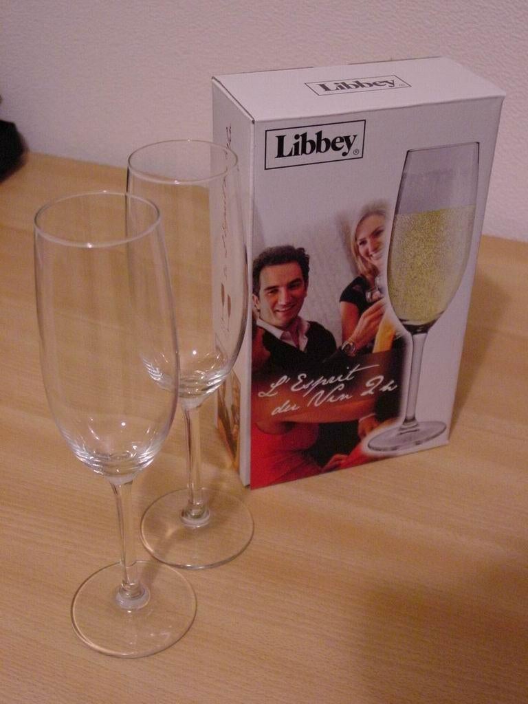 Champagneglazen 2x - Libbey (ongebruikt), Glas of Glazen, Nieuw, Ophalen of Verzenden, Glas
