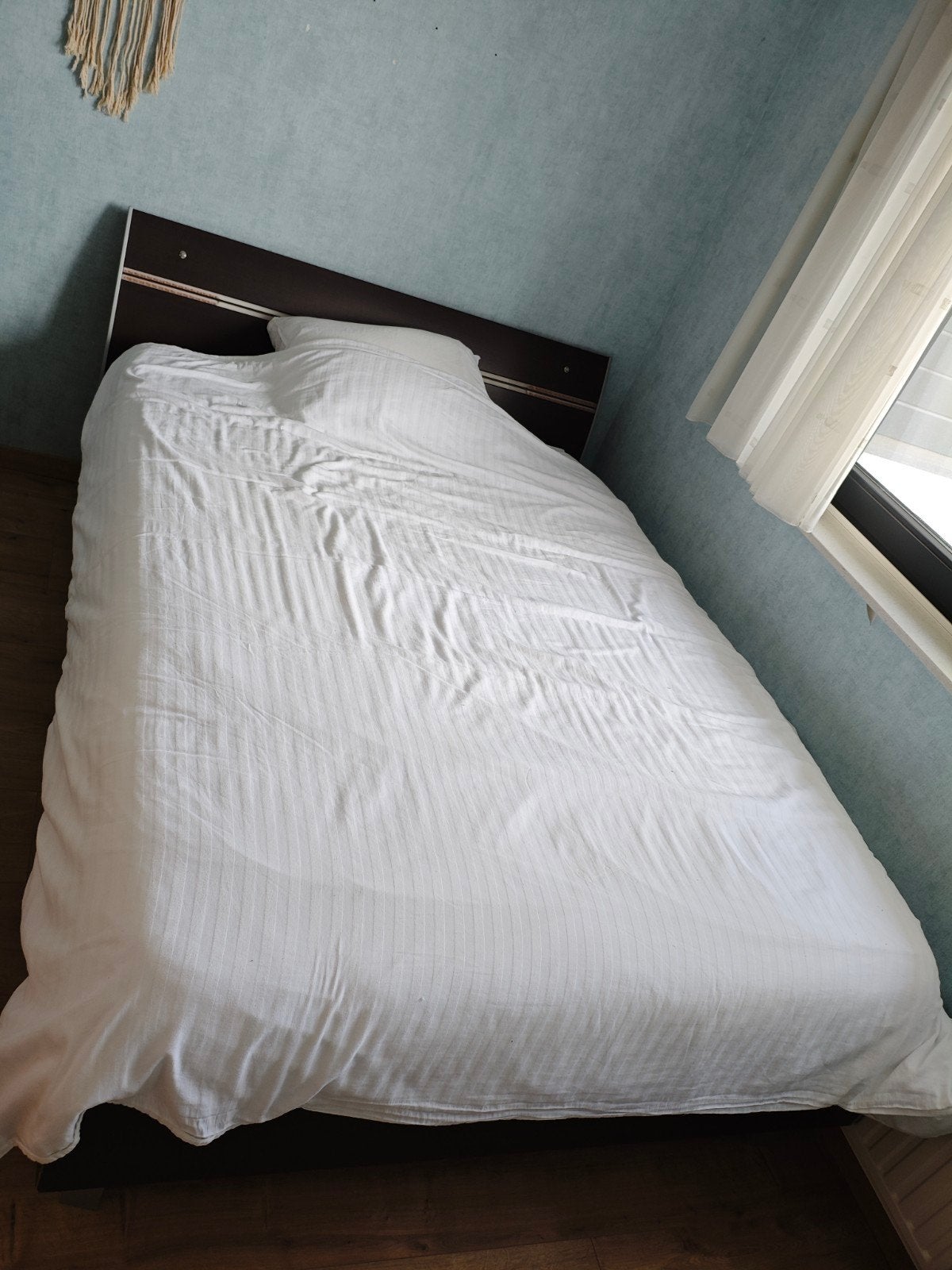 Tweepersoonsbed 140x200 cm met hoofdbord, Ophalen, Gebruikt, Bruin, Tweepersoons