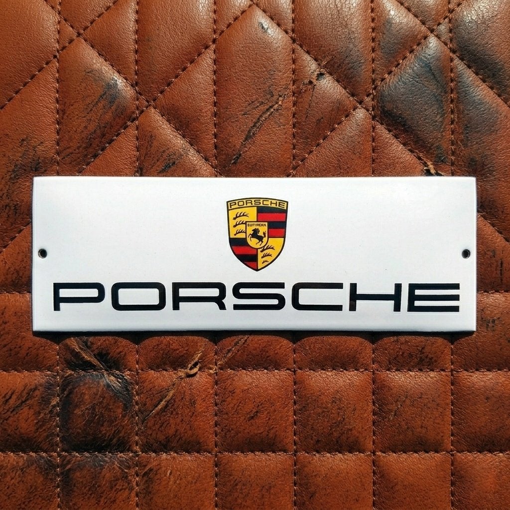 PORSCHE Emaille Reclamebord Origineel Dealer Schild Vintage, Verzenden, Zo goed als nieuw, Reclamebord