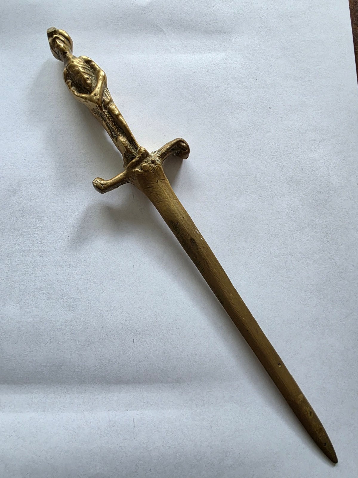 Vintage Messing Briefopener met Gedetailleerd Figuur, Antiek en Kunst, Antiek | Kantoor en Zakelijk, Ophalen of Verzenden