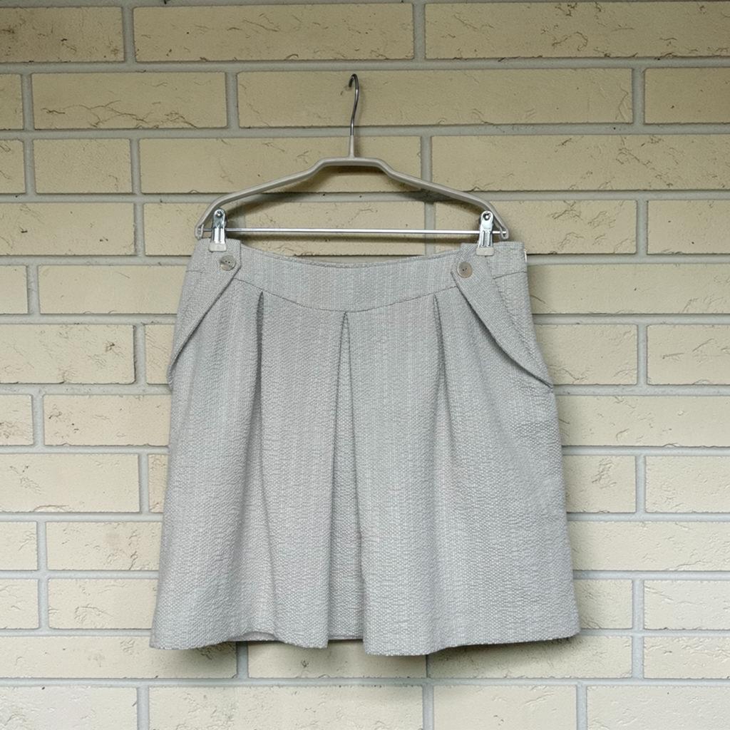 Purdey Rok Maat 40 Lichtgrijs Beige Geplooid Glitter Midi, Maat 38/40 (M), P, Verzenden, P