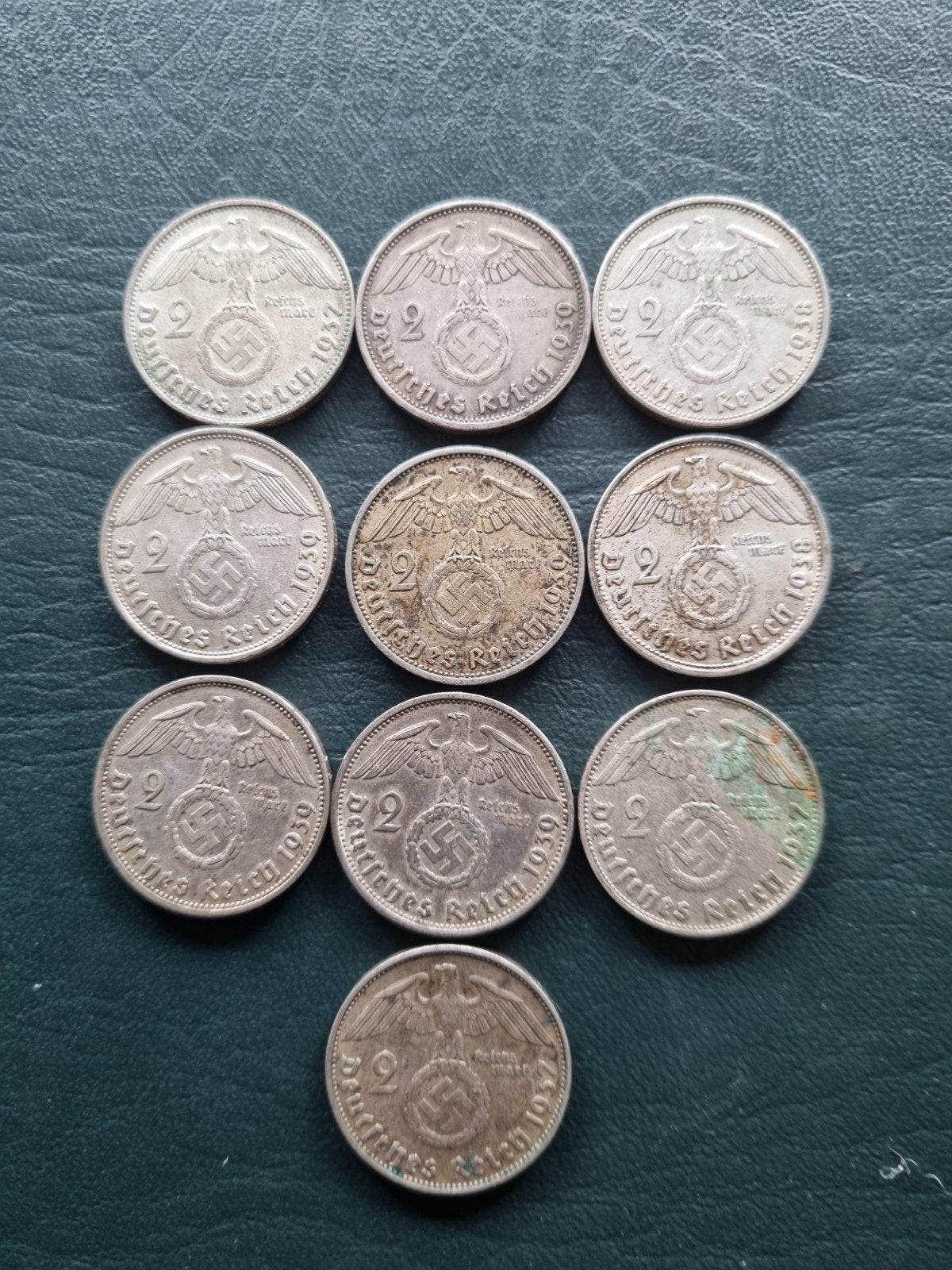 Duitsland 10 stuks 2 reichsmark zilver type 1936-1939, Ophalen of Verzenden, Duitsland, Zilver