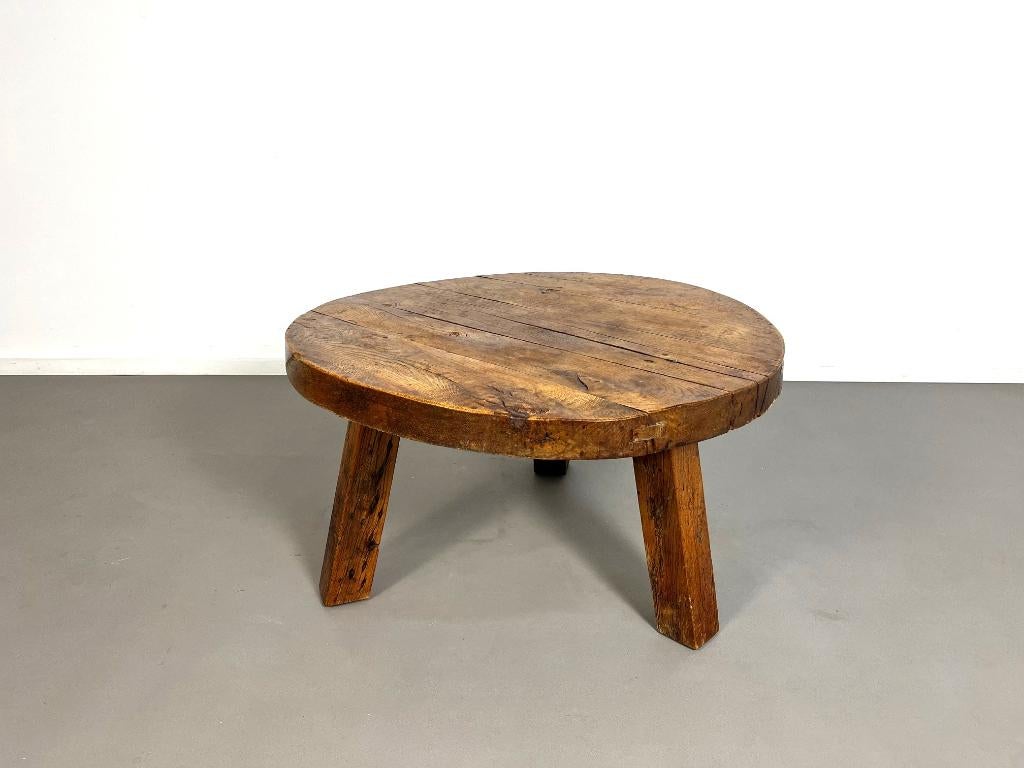 Spaanse brutalisme antieke eiken ronde salontafel,jaren 30, Antiek en Kunst, Ophalen