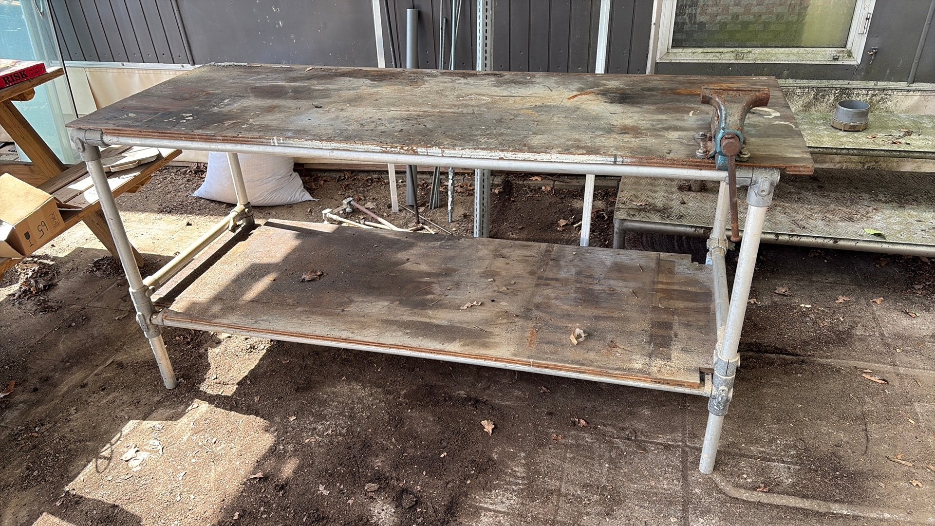 Werkbank met Heuer Front bankschroef 173x64x88, Doe-het-zelf en Verbouw, Ophalen, Gebruikt, 170 cm of meer, Bankschroef