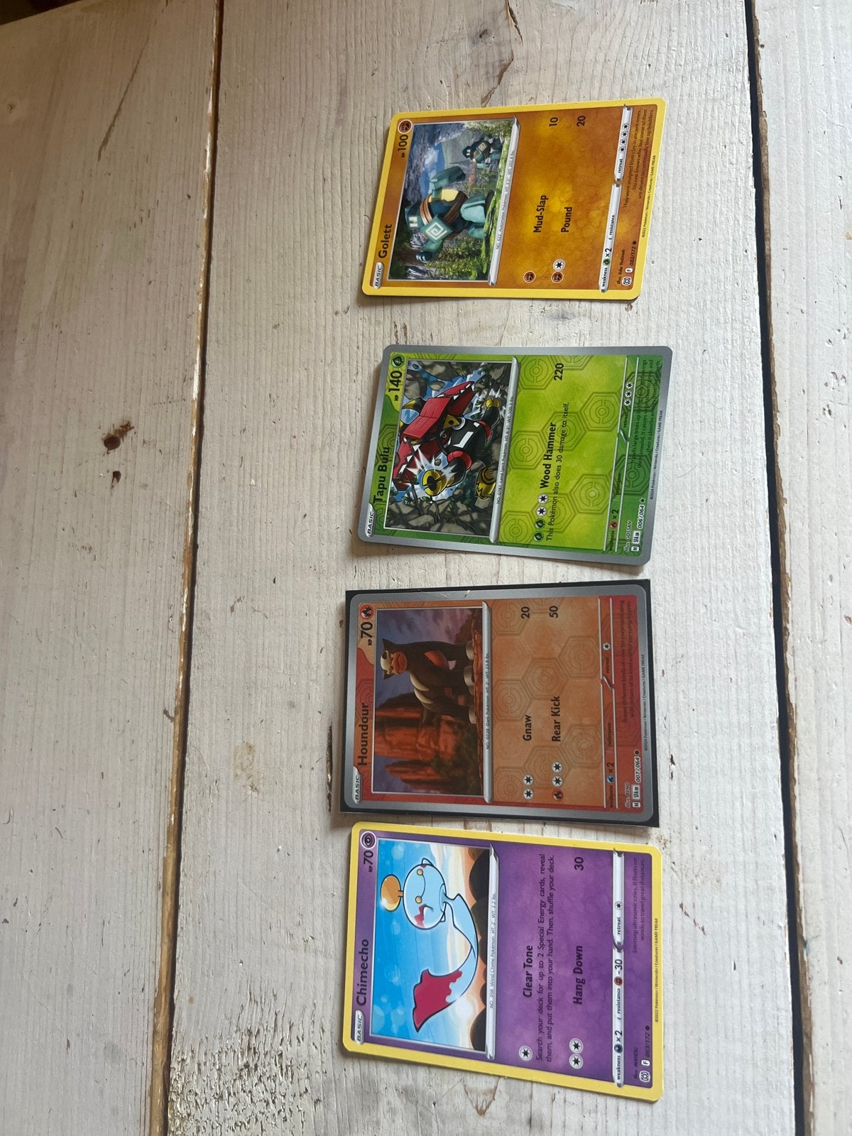 Gratis Pokémon kaarten - Golett, Tapu Bulu, Houndour, Chimec, Ophalen, Gebruikt, Meerdere kaarten
