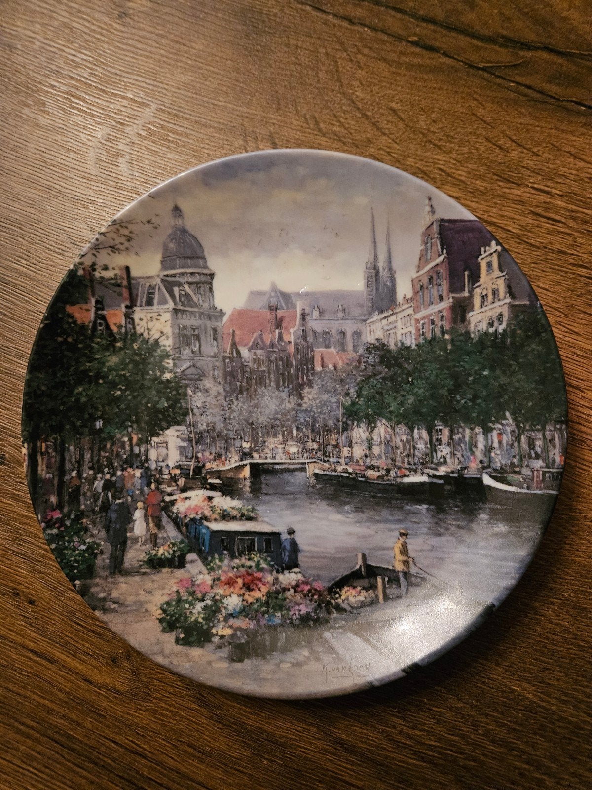 Royal Mosa 'De Amsterdamse Bloemengracht' sierbord, Ophalen of Verzenden