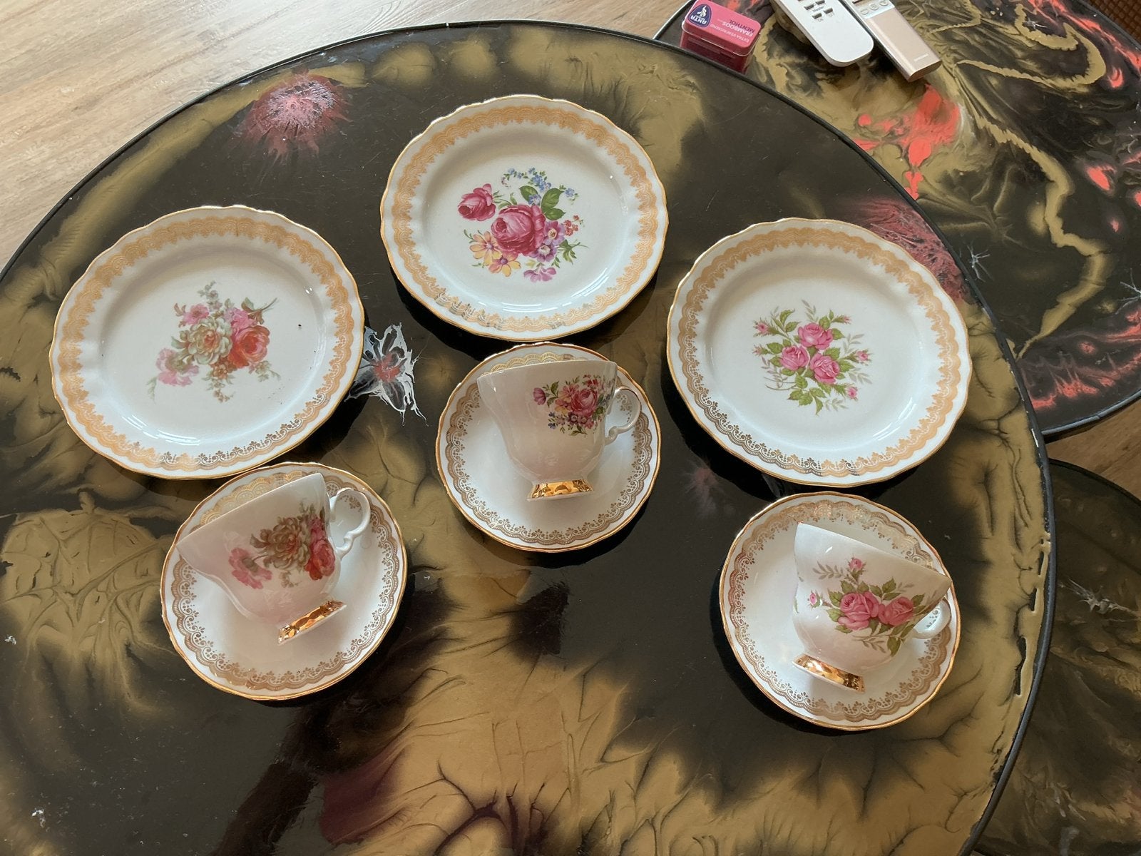Vintage Winterling Bavaria theeservies met rozenmotief, Ophalen